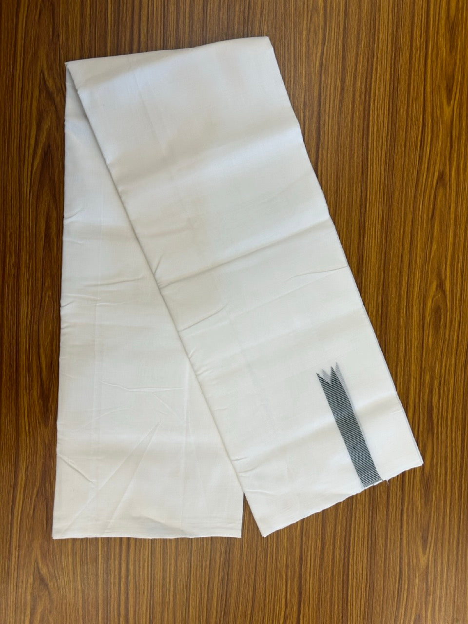 25% Discount!! NEW ULTRA PURE WHITE THREAD HANDLOOM Balaramapuram - 100% MERCERISED Cotton Double Mundu/Dhoti - 120 twisted warp x 80s weft - Dark Green Striped Chutty Kara- 8KK5248 REA