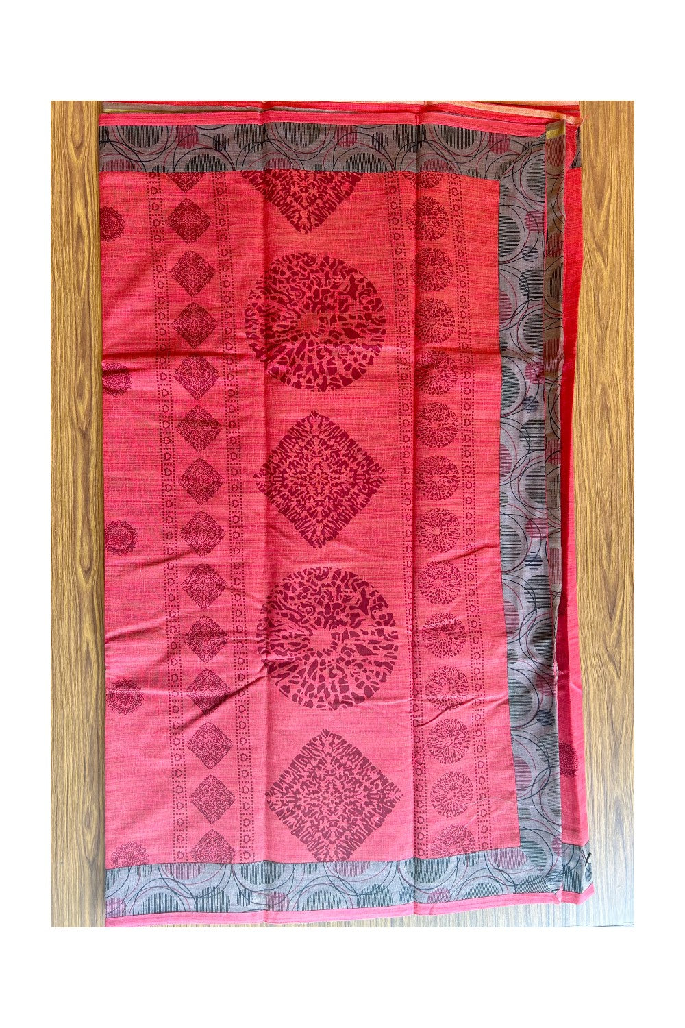 KaithariKada- Balaramapuram Saree - 100% PURE Cotton Silk & - Red & Brown Design - 8KK1004DHA.