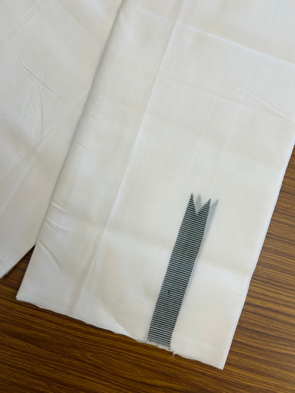 25% Discount!! NEW ULTRA PURE WHITE THREAD HANDLOOM Balaramapuram - 100% MERCERISED Cotton Double Mundu/Dhoti - 120 twisted warp x 80s weft - Dark Green Striped Chutty Kara- 8KK5248 REA