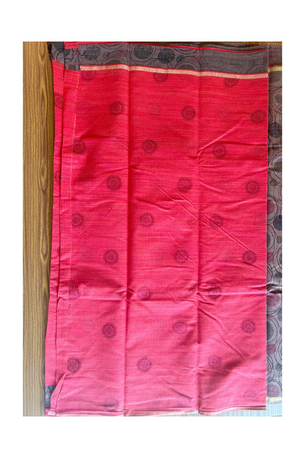 KaithariKada- Balaramapuram Saree - 100% PURE Cotton Silk & - Red & Brown Design - 8KK1004DHA.