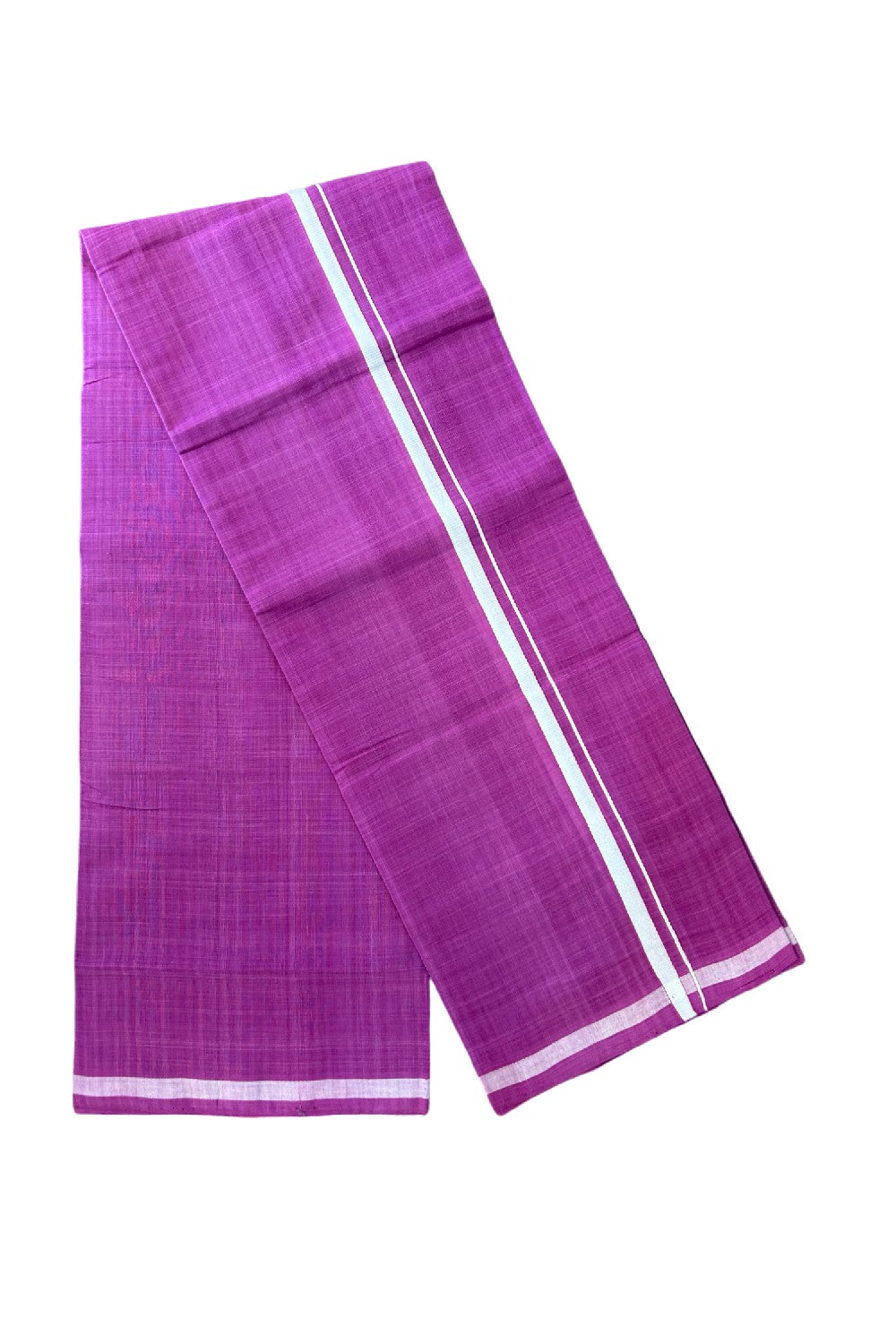 KaithariKada 100% Pure Cotton - HANDLOOM Single Mundu/Dhoti Light Purple COLOUR BODY & White 0.75 inch Kara- 9KK474VIN