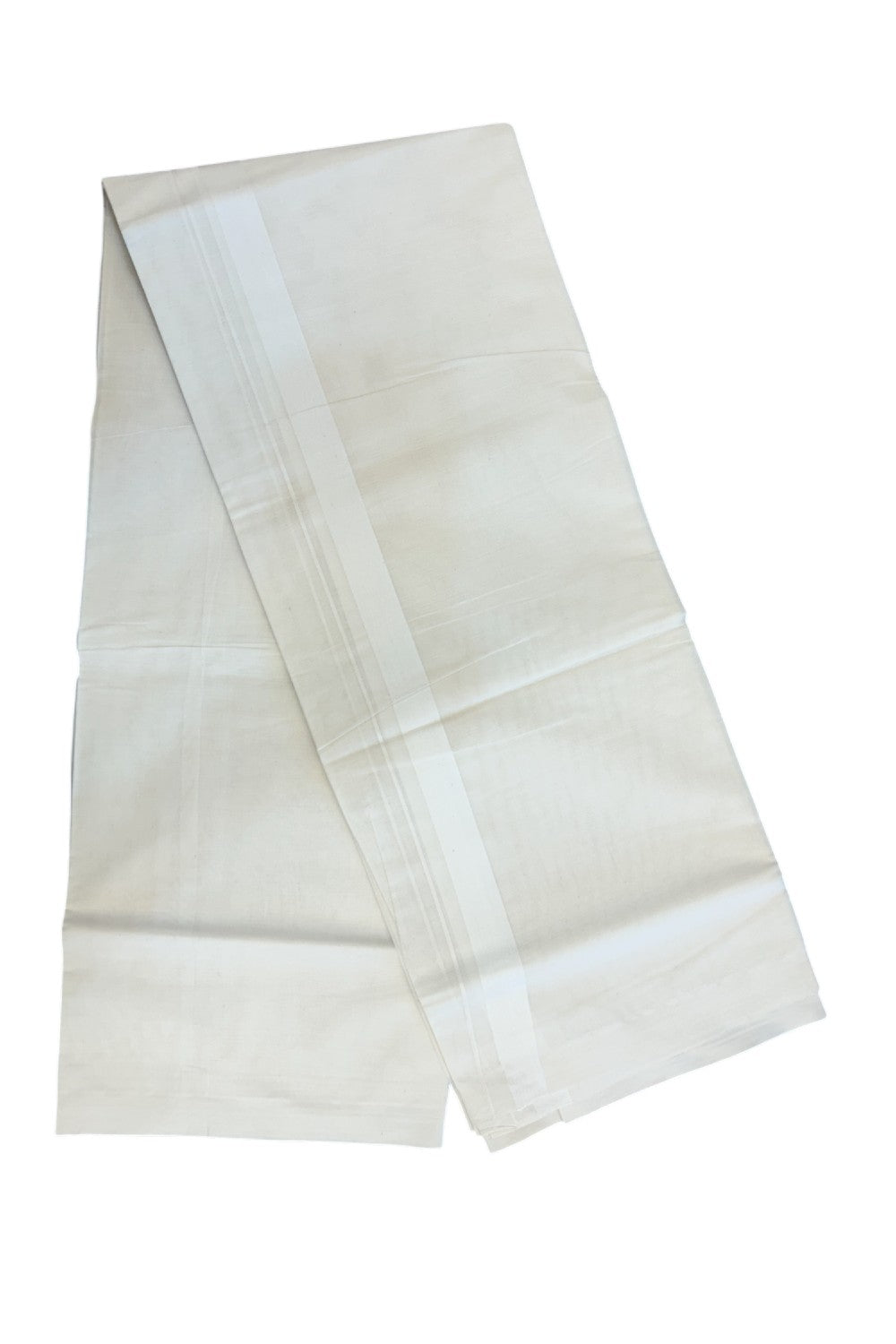 20% DISCOUNT! KaithariKada Balaramapuram 100% Cotton Double Off white - (Unbleached) - Mundu/Dhoti - 100x80 - 1 inch White Kara - 9KK5172PMC