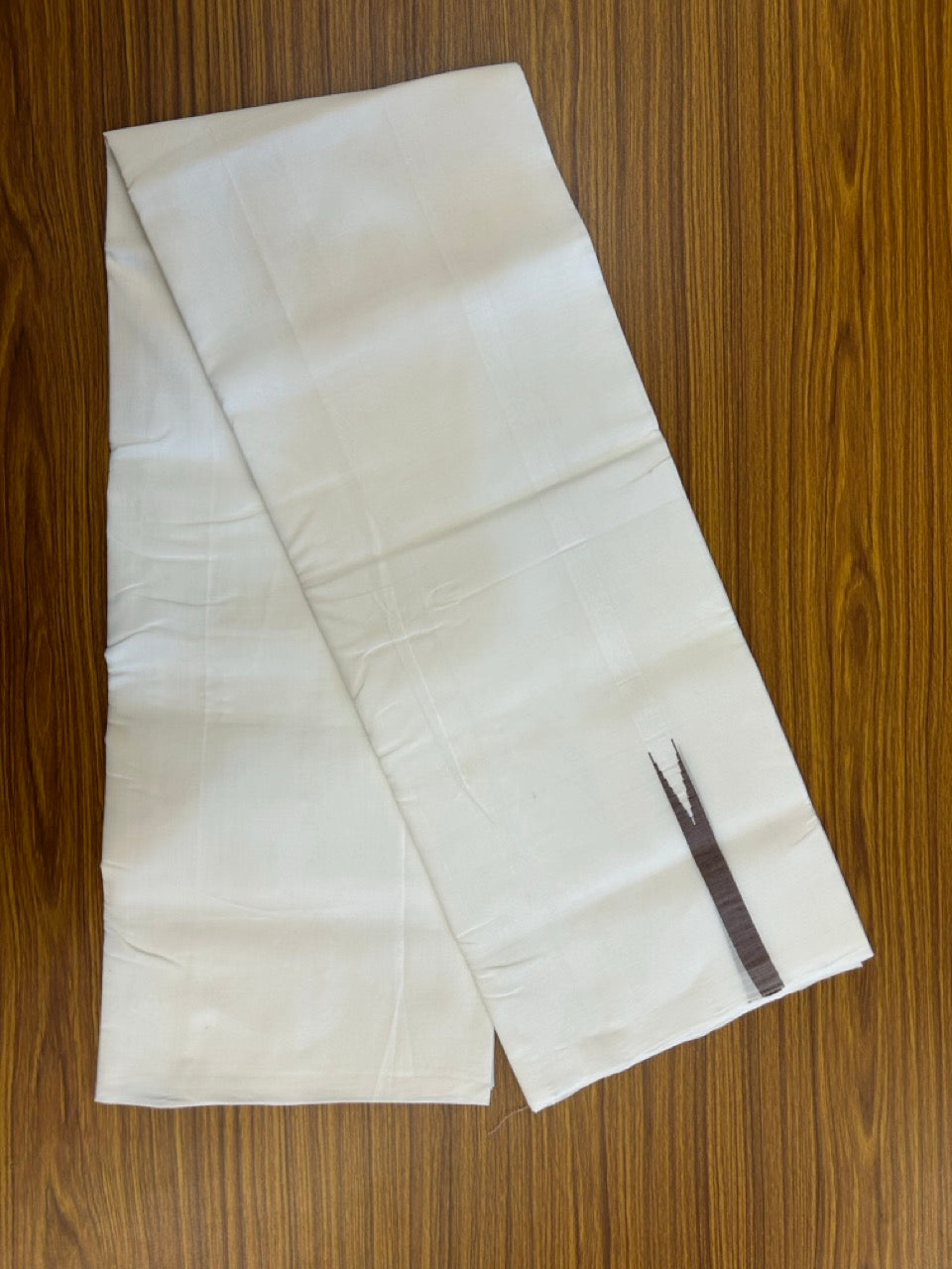 25% Discount!! NEW ULTRA PURE WHITE THREAD HANDLOOM Balaramapuram - 100% MERCERISED Cotton Double Mundu/Dhoti - 120 twisted warp x 80s weft - Deep Brown Chutty Kara- 9KK5248 REA