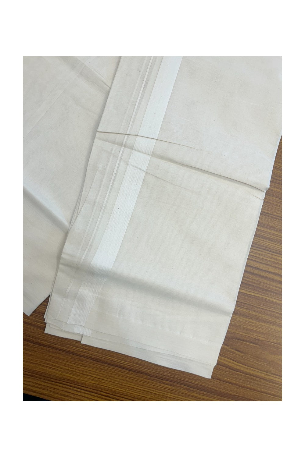 20% DISCOUNT! KaithariKada Balaramapuram 100% Cotton Double Off white - (Unbleached) - Mundu/Dhoti - 100x80 - 1 inch White Kara - 9KK5172PMC