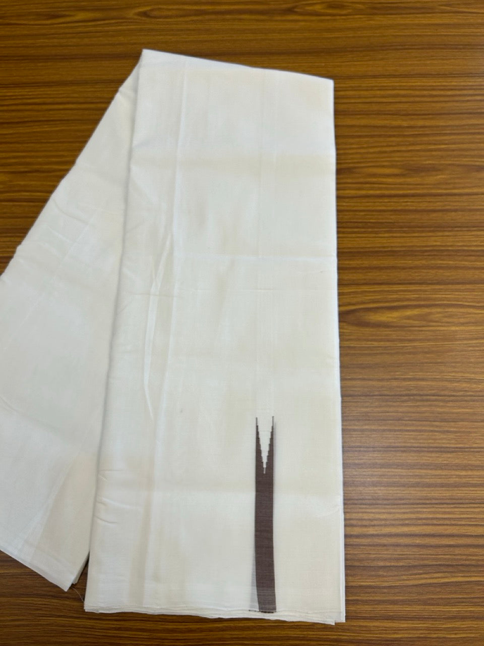 25% Discount!! NEW ULTRA PURE WHITE THREAD HANDLOOM Balaramapuram - 100% MERCERISED Cotton Double Mundu/Dhoti - 120 twisted warp x 80s weft - Deep Brown Chutty Kara- 9KK5248 REA