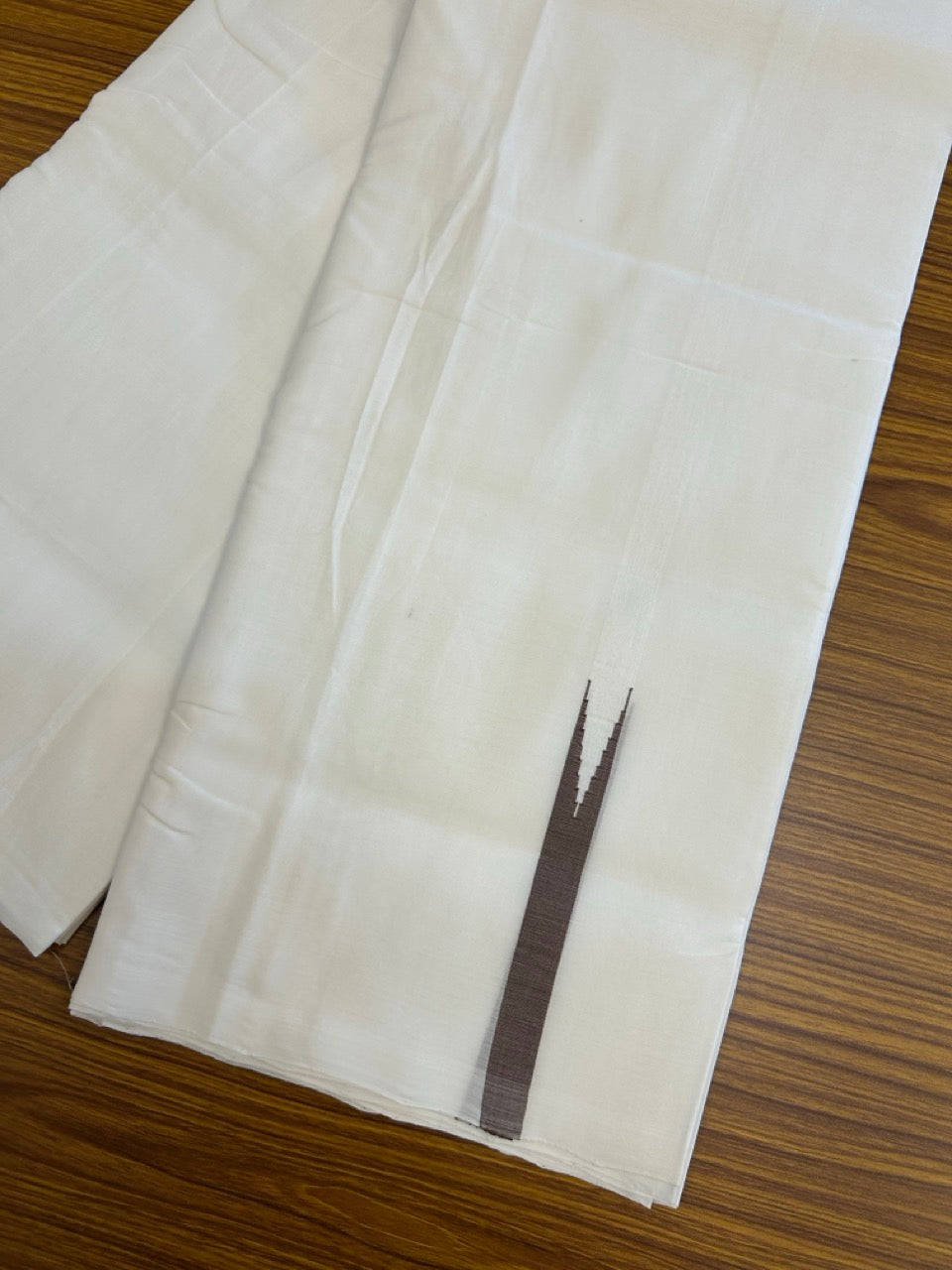 25% Discount!! NEW ULTRA PURE WHITE THREAD HANDLOOM Balaramapuram - 100% MERCERISED Cotton Double Mundu/Dhoti - 120 twisted warp x 80s weft - Deep Brown Chutty Kara- 9KK5248 REA