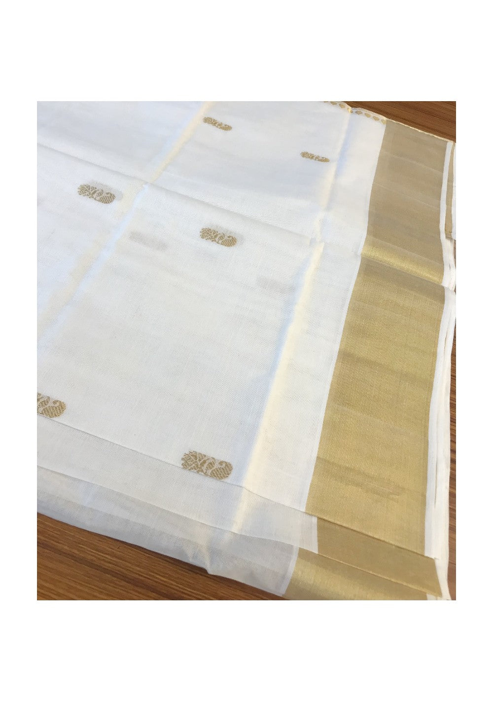 KaithariKada HANDLOOM MILPAAV Balaramapuram Kerala Saree for Women- 100% PURE Cotton - 24 Inch Gold Kasavu MANGO PATTERN DESIGN Kara-7.