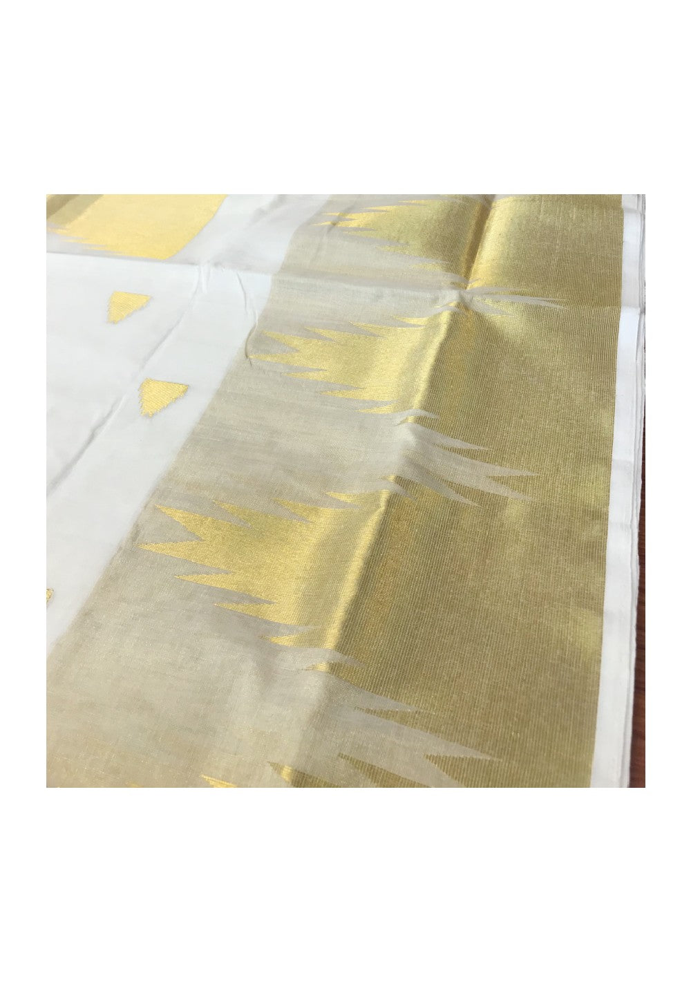 20% Discount!!! KaithariKada HANDLOOM MILPAAV Balaramapuram Kerala Saree for Women - 100% PURE COTTON - Gold Kasavu TEMPLE DESIGN Kara - 12.