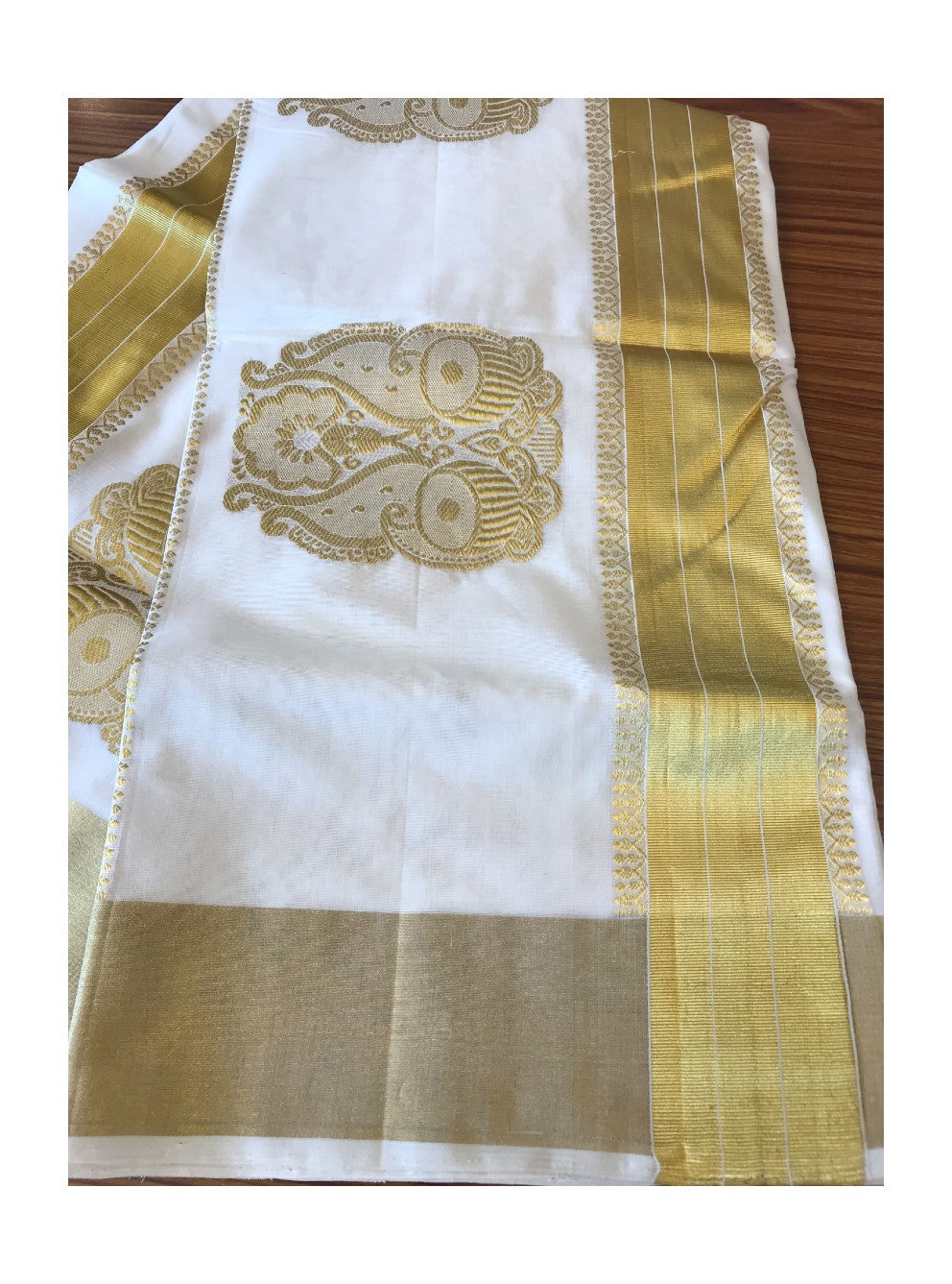 KaithariKada HANDLOOM UNAKKUPAAV Balaramapuram Kerala Saree for Women - 100% PURE Cotton with 24 inch Kasavu & MANGO Design Border - 7