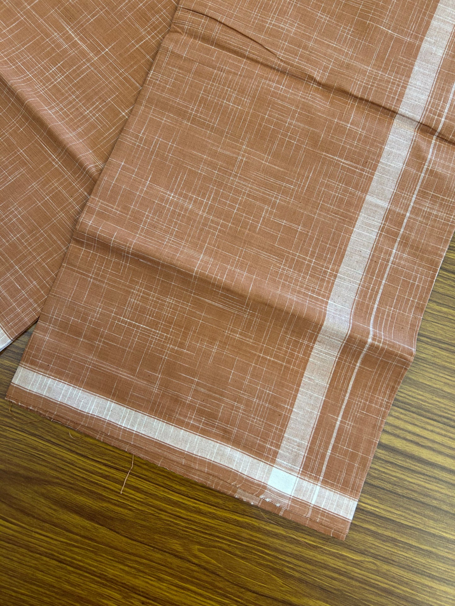Premium Kathar Type Mund Pure cotton - Kaitharikada - Single Kaily / Lungi - 0.75 inch White Stripes kara Plain Border with Kavi & White Stripes colour body (2 meter / 4 muzham) - 43 KK8050 MUT