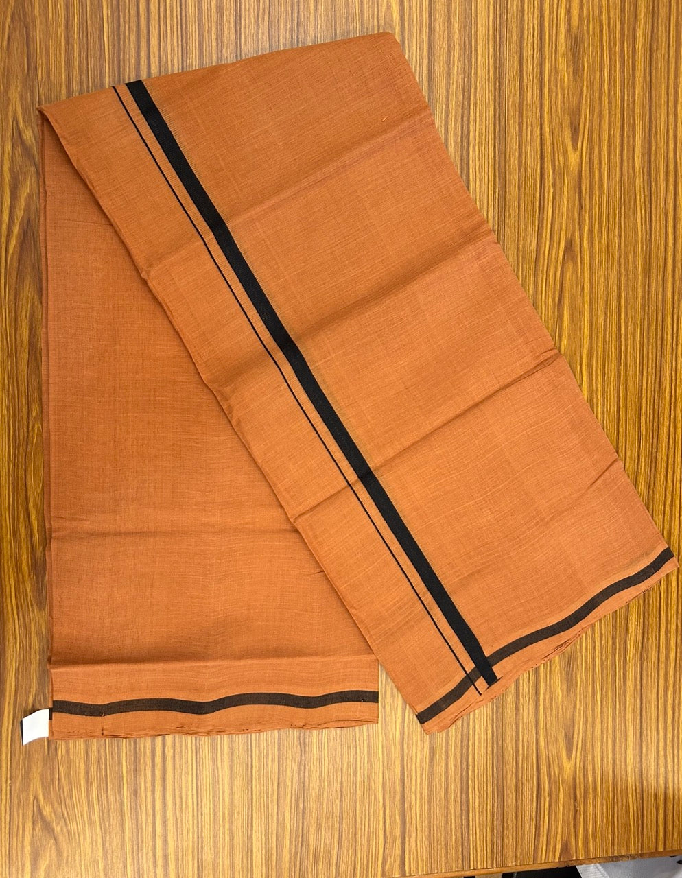 10% Discount !! KaithariKada 100% Pure Cotton - HANDLOOM Single Mundu/Dhoti KAVI Brown COLOUR BODY & BLACK 1.5 cm Kara- 1KK8020ELA