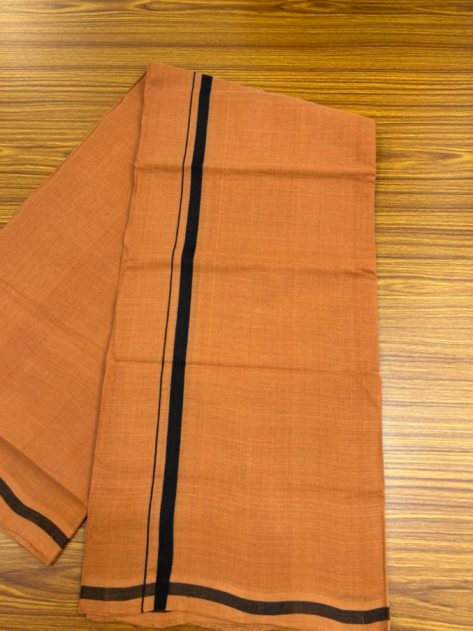 10% Discount !! KaithariKada 100% Pure Cotton - HANDLOOM Single Mundu/Dhoti KAVI Brown COLOUR BODY & BLACK 1.5 cm Kara- 1KK8020ELA