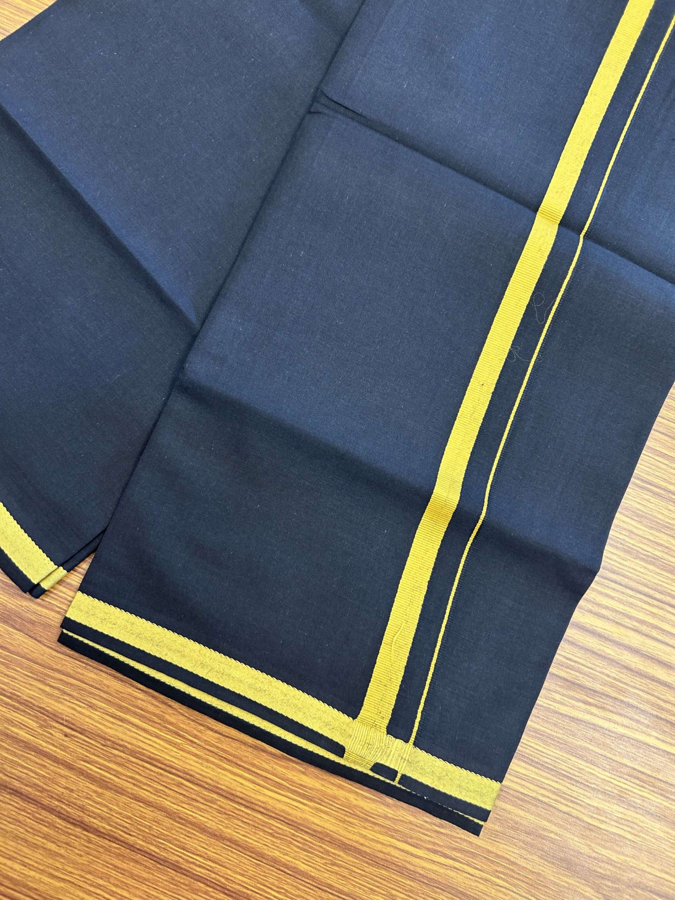 19% Discount!!! Kaitharikada - Single Kaily / Lungi - 60s - 1 cm Mustard Yellow kara with Black colour body (2 meter / 4 muzham) - 13 KK8042 GAN