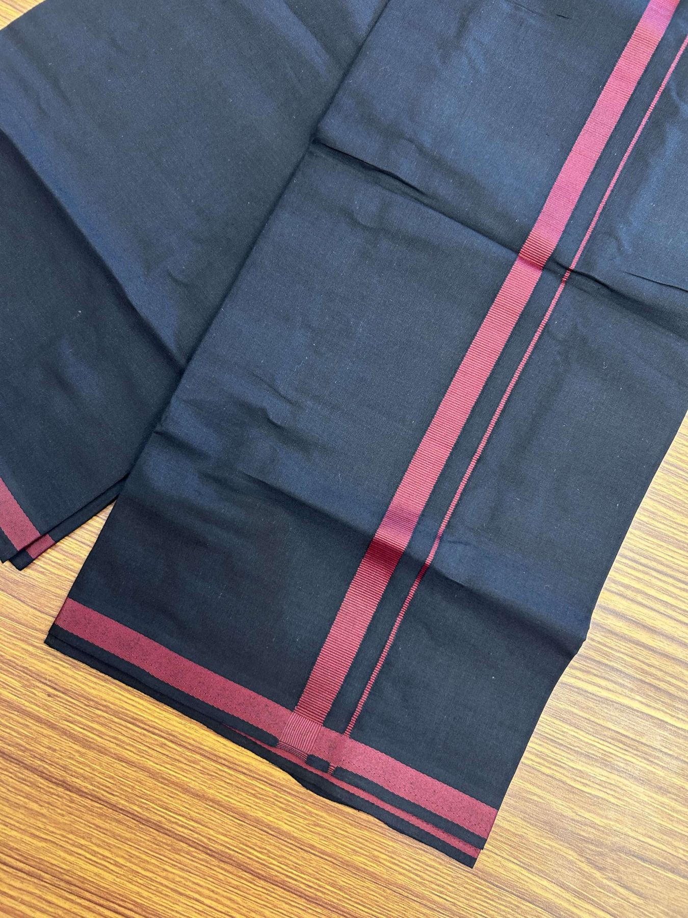 19% Discount!!! Kaitharikada - Single Kaily / Lungi -60s- 1 cm Maroon kara with Black colour body (2 meter / 4 muzham) - 10 KK8042 GAN