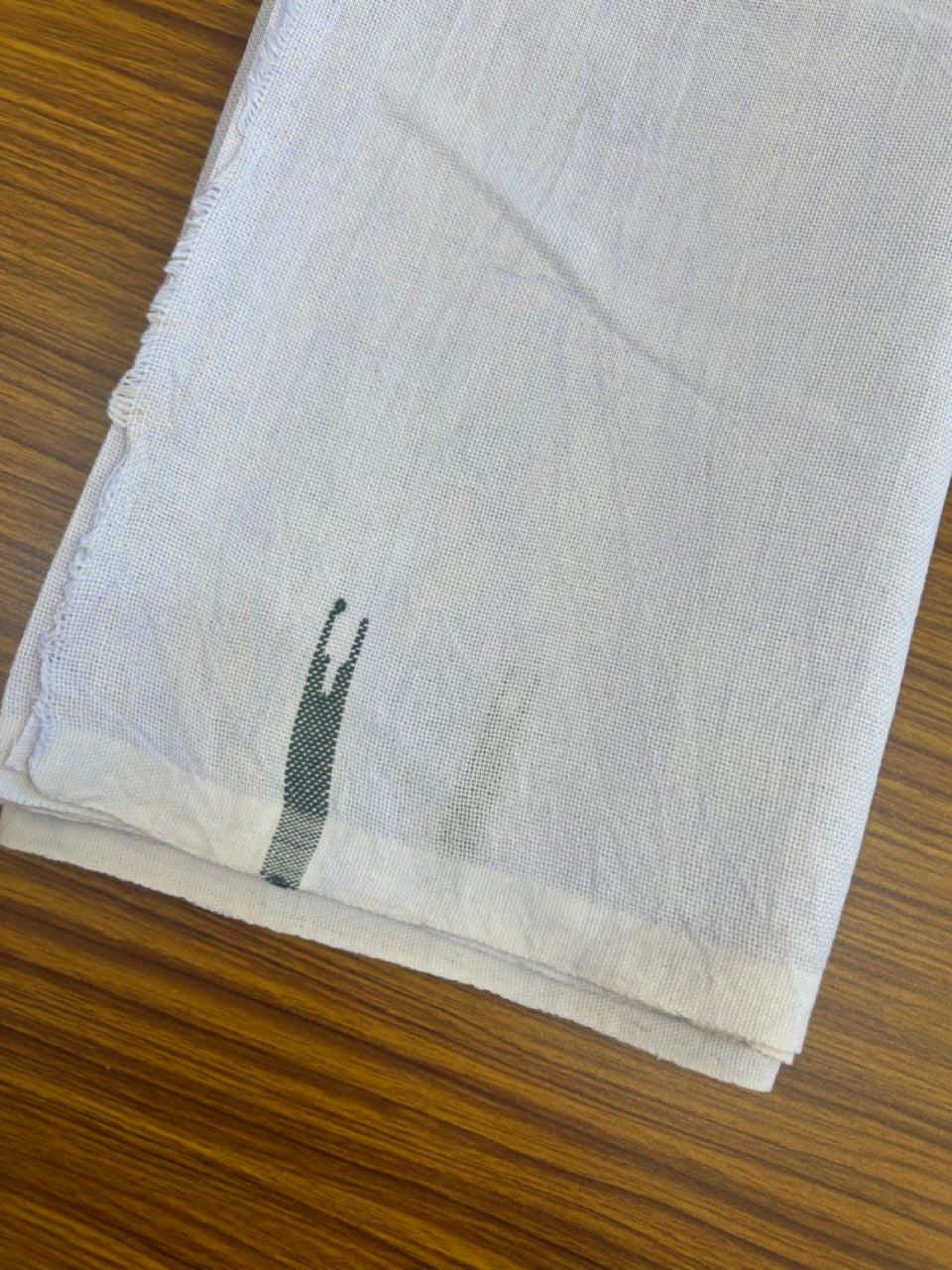 Kaitharikada - HANDLOOM Pure Cotton Kerala Towel - Thorthu - White Body & Dark Green Chutty Kara- 6KK5197ELA