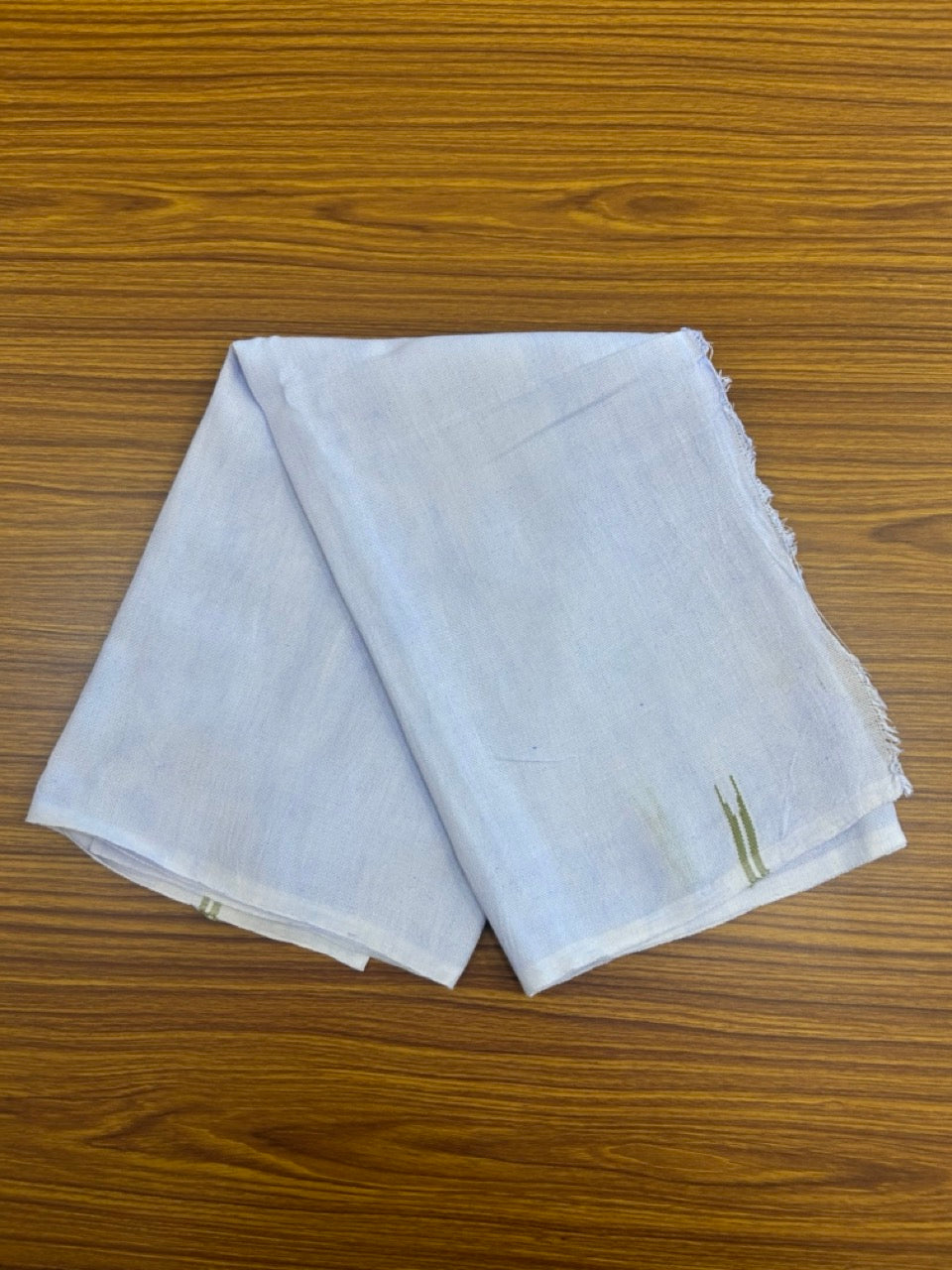 Kaitharikada - HANDLOOM Pure Cotton Kerala Towel - Thorthu - White Body & Olive Green Chutty Kara- 9KK5197ELA