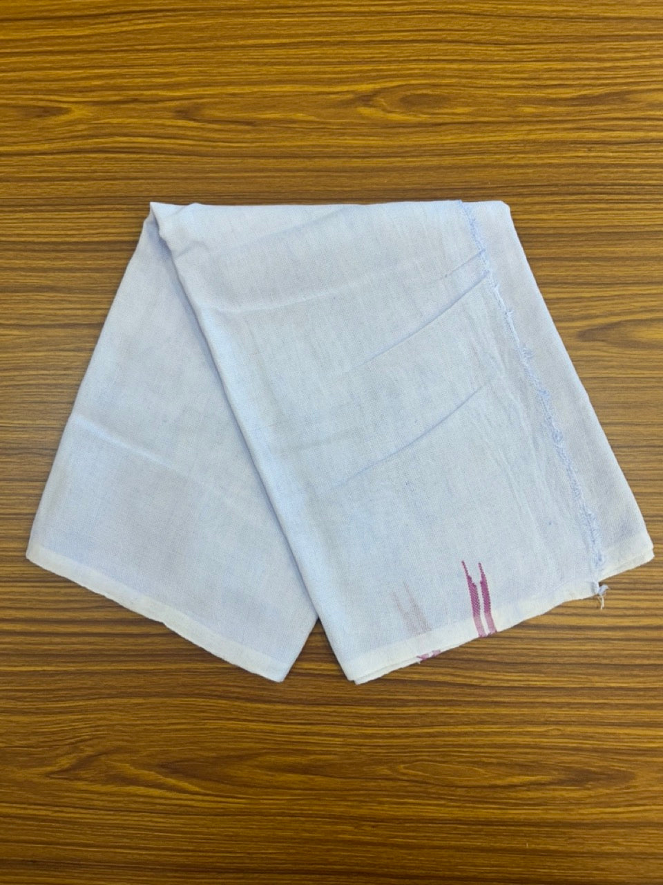 Kaitharikada - HANDLOOM Pure Cotton Kerala Towel - Thorthu - White Body & Dark Pink Chutty Kara- 11KK5197ELA