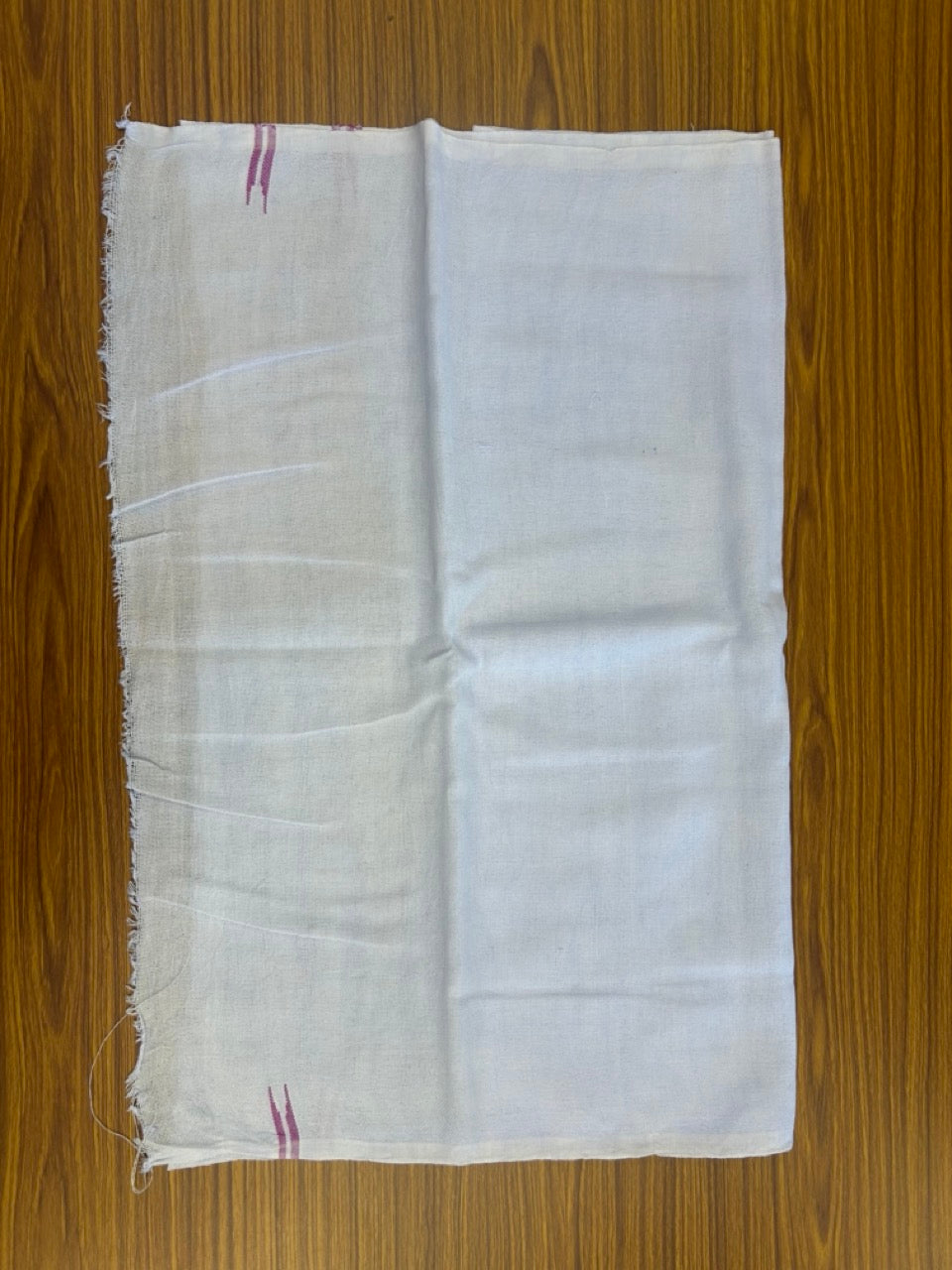 Kaitharikada - HANDLOOM Pure Cotton Kerala Towel - Thorthu - White Body & Dark Pink Chutty Kara- 11KK5197ELA