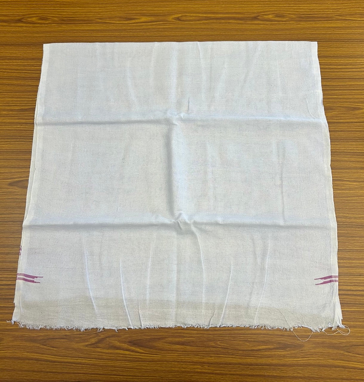 Kaitharikada - HANDLOOM Pure Cotton Kerala Towel - Thorthu - White Body & Dark Pink Chutty Kara- 11KK5197ELA