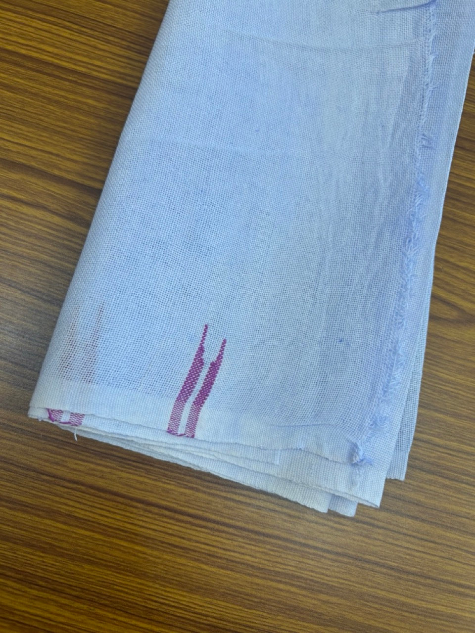Kaitharikada - HANDLOOM Pure Cotton Kerala Towel - Thorthu - White Body & Dark Pink Chutty Kara- 11KK5197ELA