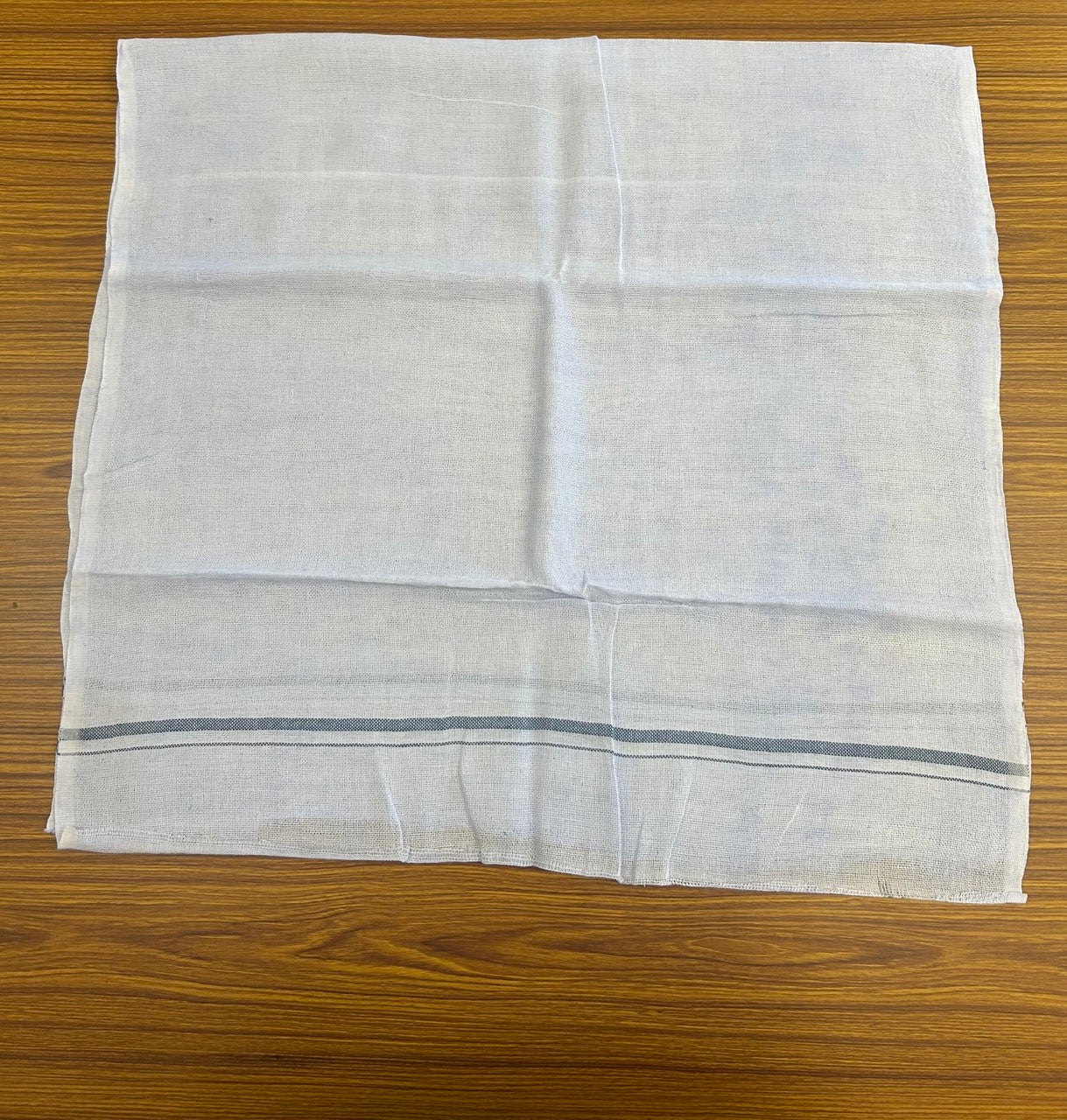 Kaitharikada - HANDLOOM Pure Cotton Kerala Towel - Thorthu - White Body & Teal Green Kara - 12KK5197ELA