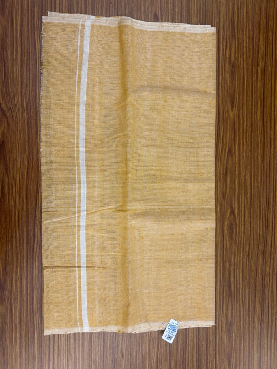 Kaitharikada - HANDLOOM Pure Cotton Kerala Towel - Thorthu - Yellow Orange Body & White Kara - 21KK5197ELA
