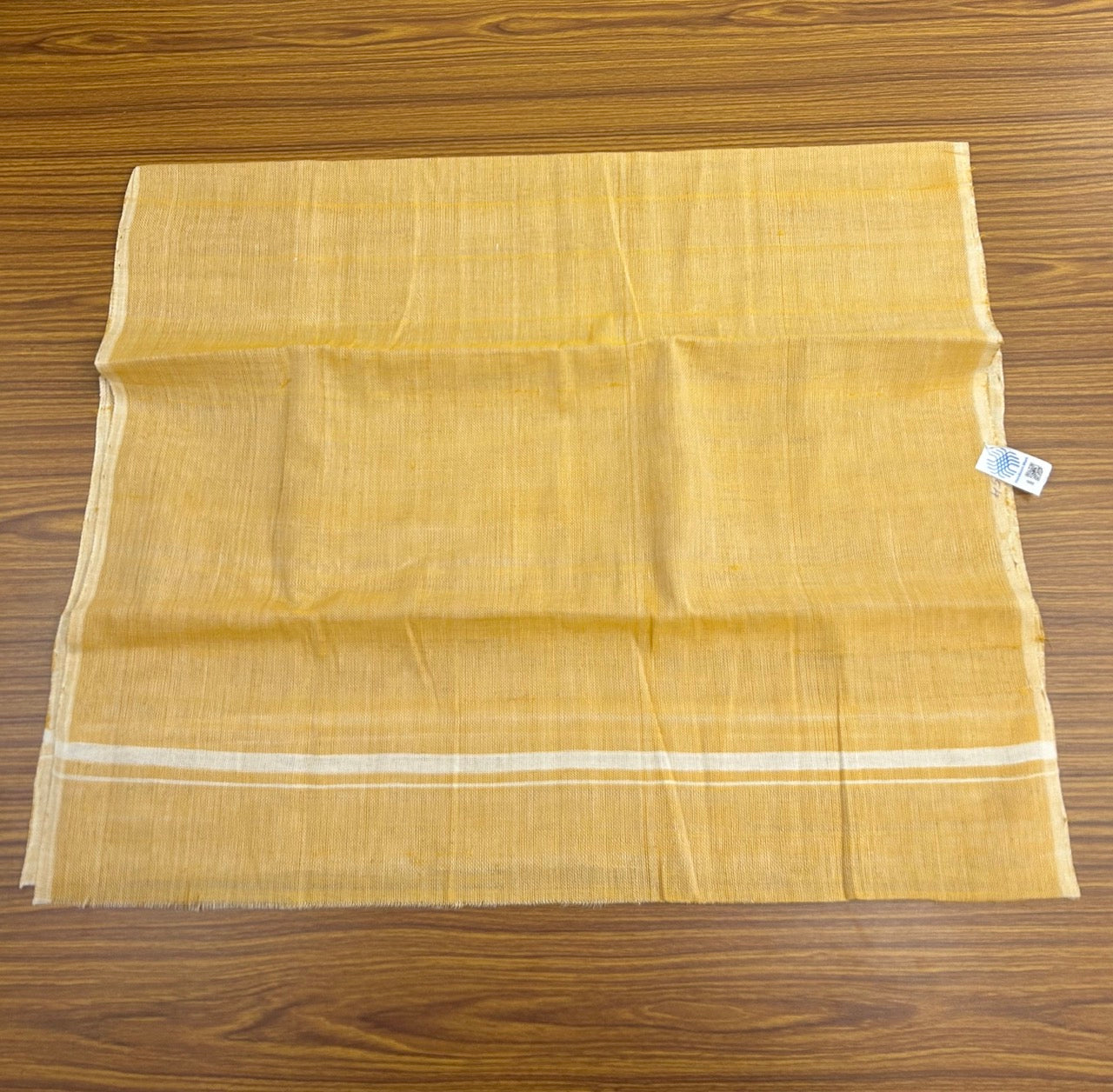 Kaitharikada - HANDLOOM Pure Cotton Kerala Towel - Thorthu - Yellow Orange Body & White Kara - 21KK5197ELA