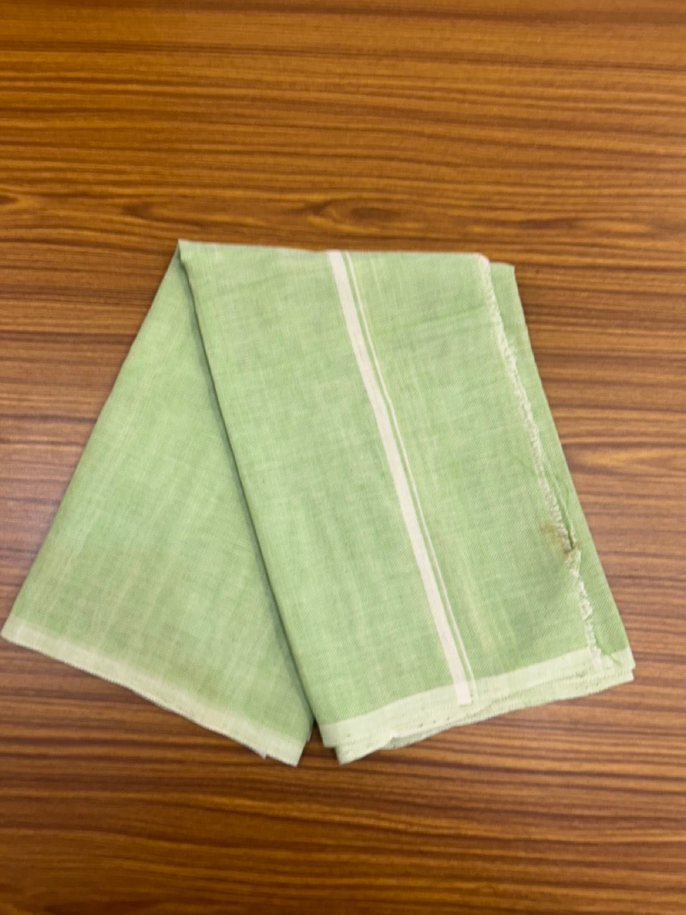 Kaitharikada - HANDLOOM Pure Cotton Kerala Towel - Thorthu - Light Green Body & White Kara - 23KK5197ELA