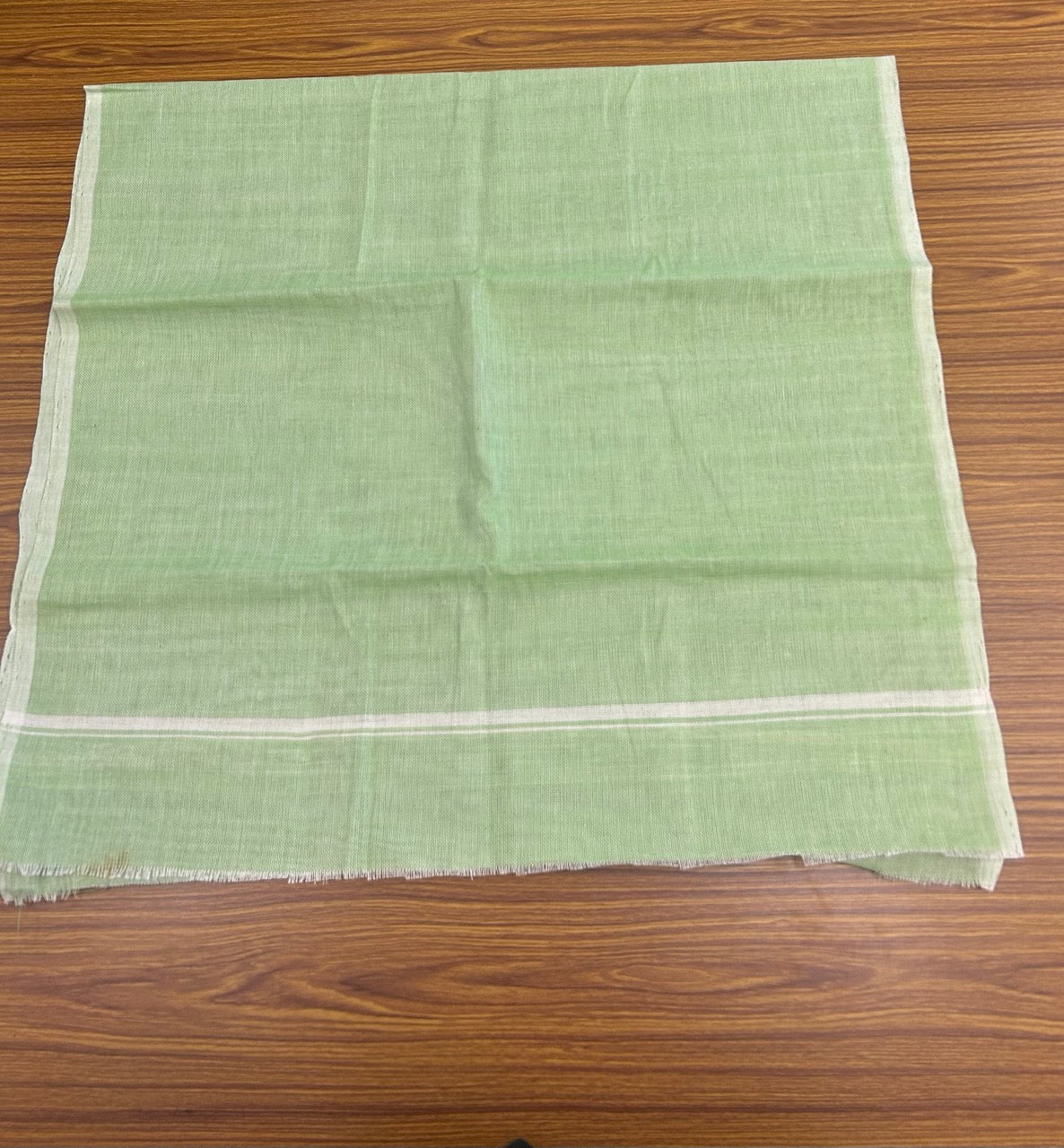 Kaitharikada - HANDLOOM Pure Cotton Kerala Towel - Thorthu - Light Green Body & White Kara - 23KK5197ELA