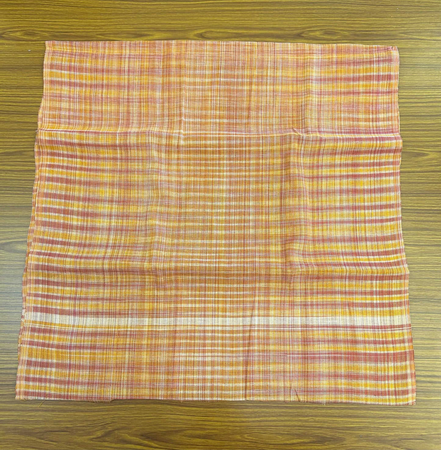 Kaitharikada - Handloom Pure Cotton Kerala Towel - Thorthu - Yellow Peach Pink Body & White Kara - 1 KK51202 ELA