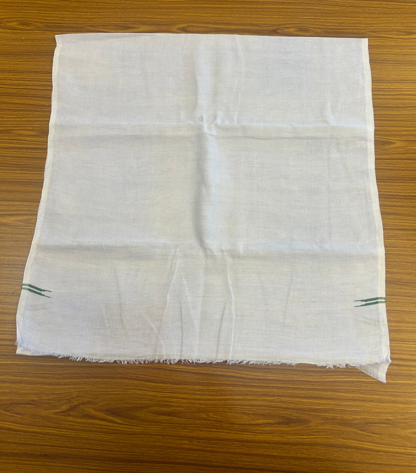 Kaitharikada - Handloom Pure Cotton Kerala Towel - Thorthu - White Body & Green Chutty Kara - 8 KK51202 ELA