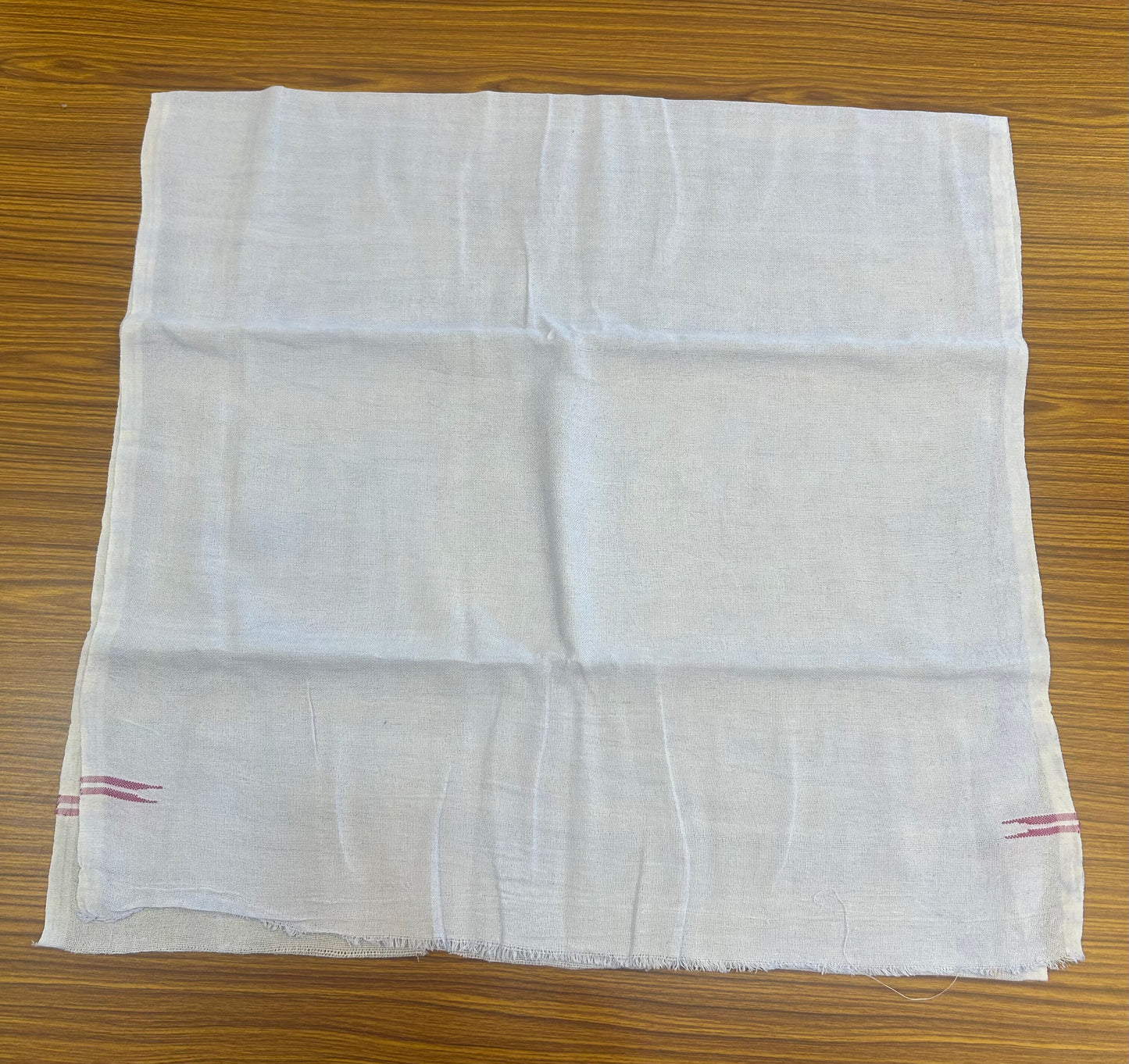 Kaitharikada - Handloom Pure Cotton Kerala Towel - Thorthu - White Body & Pink Chutty Kara - 11 KK51202 ELA