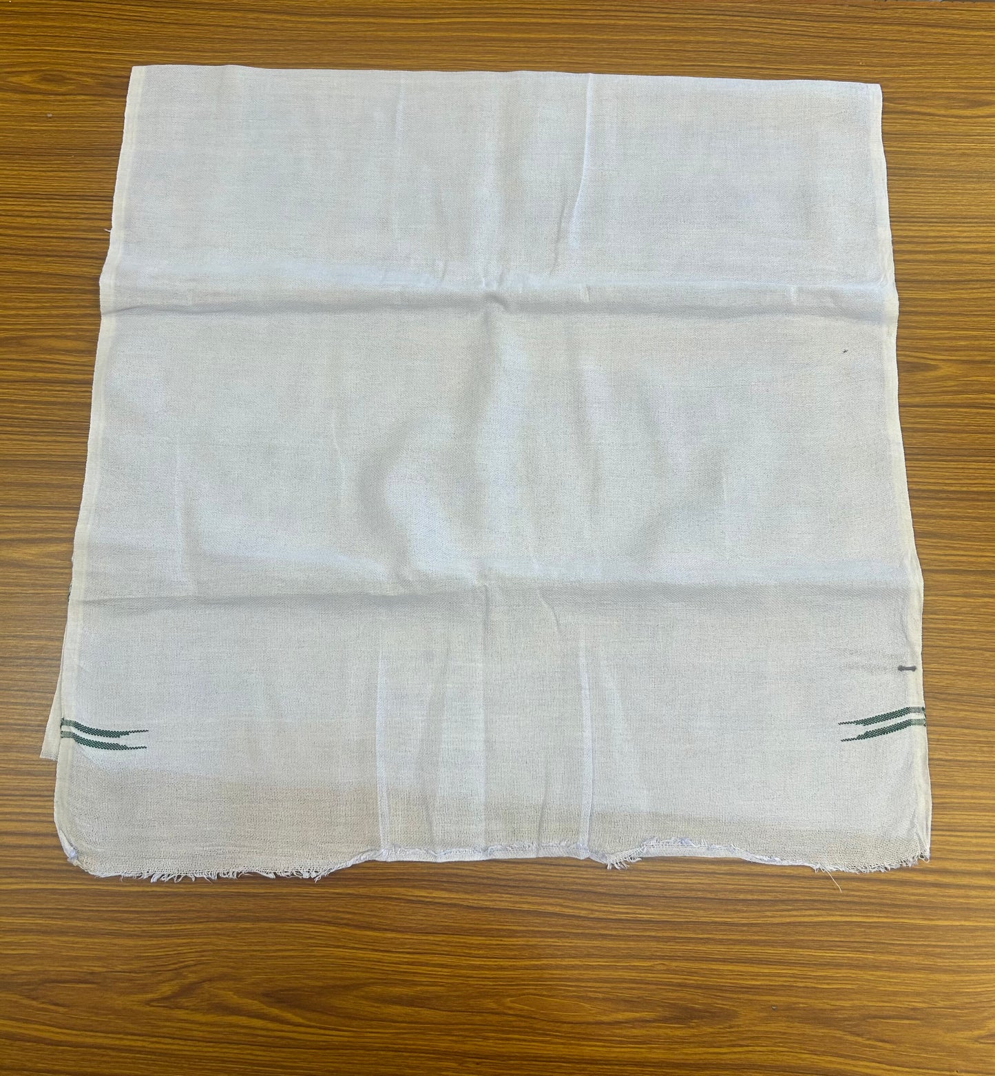 Kaitharikada - Handloom Pure Cotton Kerala Towel - Thorthu - White Body & Dark Green Chutty Kara - 10 KK51202 ELA
