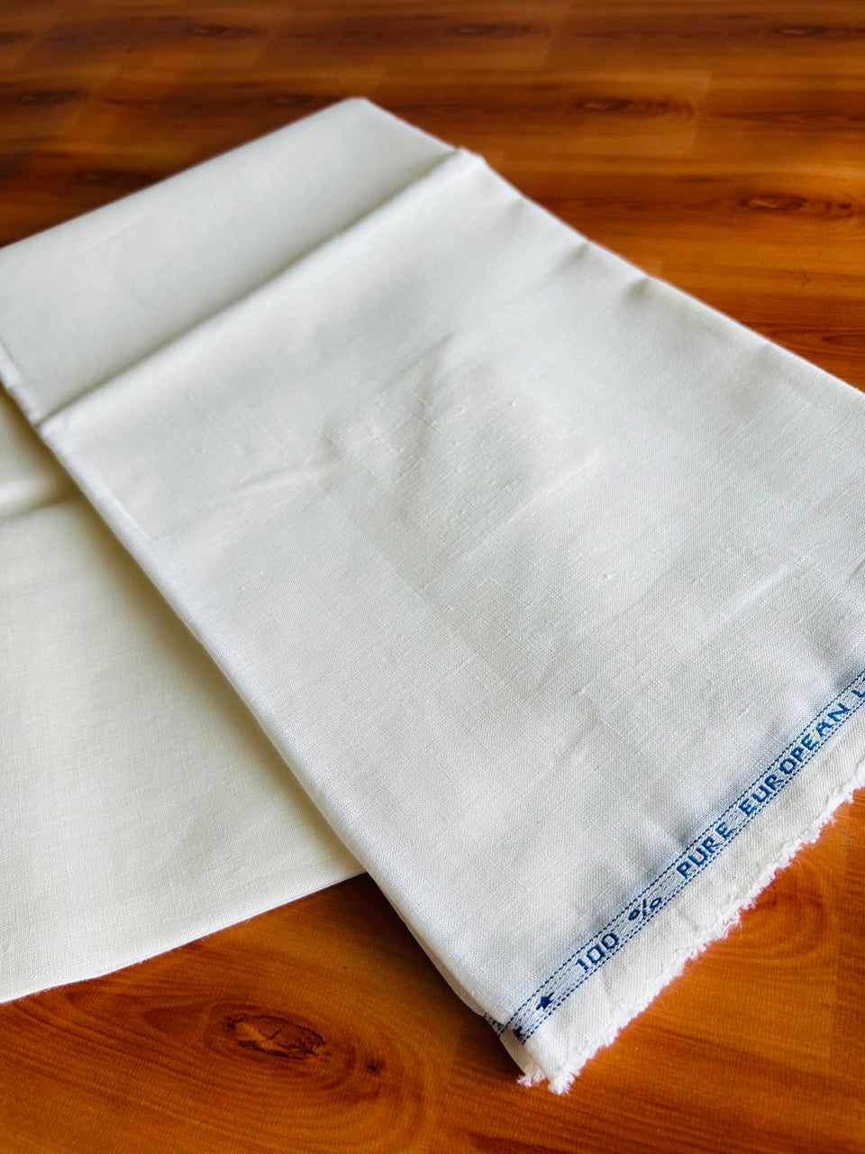 NEW! Kaitharikada Shirt Meterial - Off White  - Politician Cream Colour Linen Shirt & Kurta Material 200x150(cm) (₹ 2,280 Per meter) - 2KK7002SAR