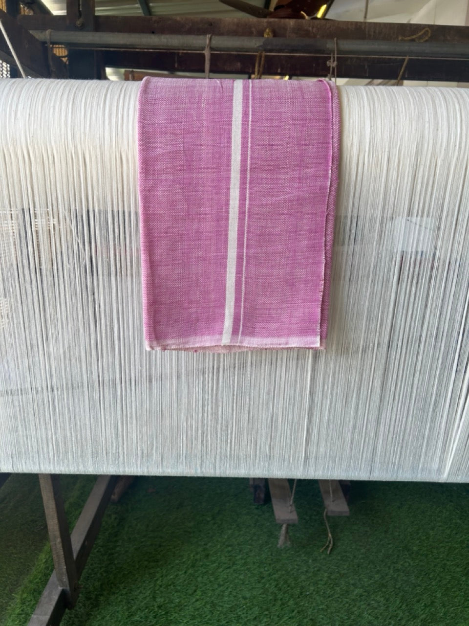 Kaitharikada - Handloom Pure Cotton Kerala Towel - Thorthu - Dark Pink Peach Body & White Kara - 19KK5197ELA