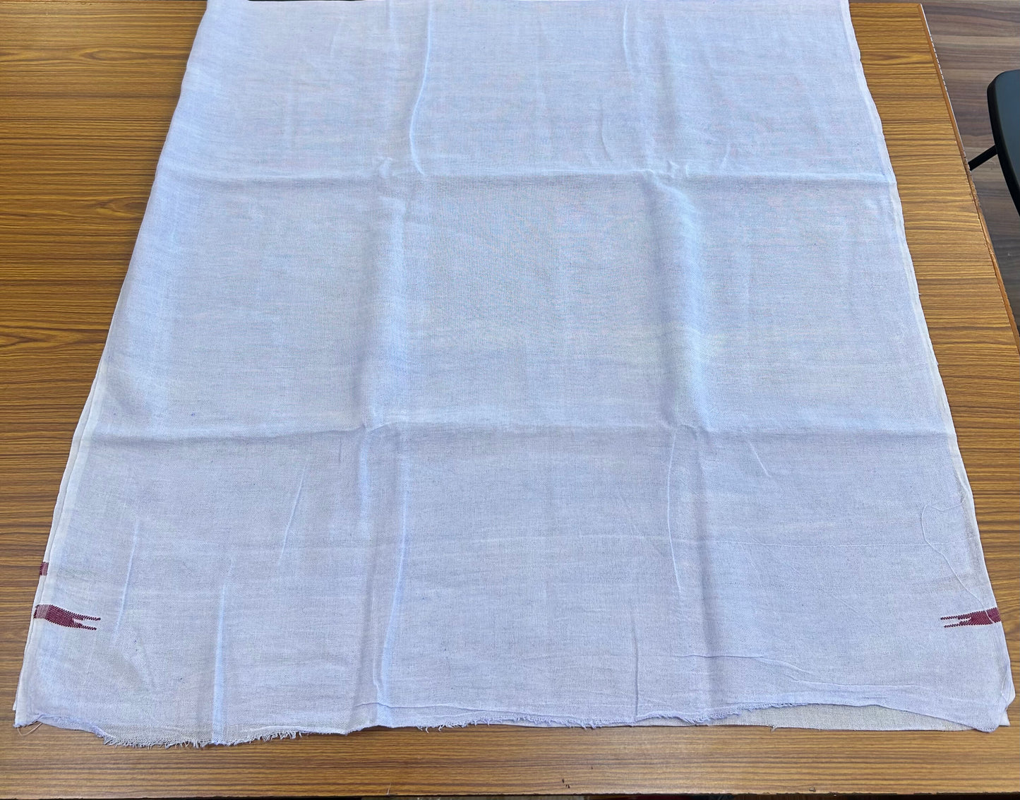Kaitharikada - Handloom Pure Cotton Kerala Towel - Thorthu - White Body & Dark Magenta Chutty Kara- 5 KK51202 ELA