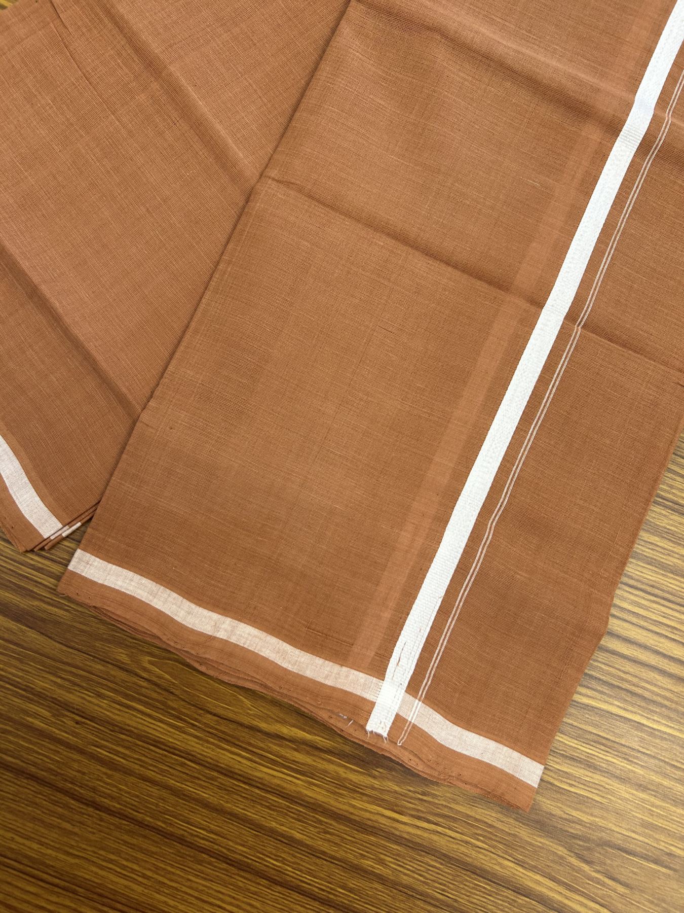 10% Discount !! KaithariKada 100% Pure Cotton - Handloom Single Mundu/Dhoti Kavi Brown Colour Body & White 1 cm Kara- 2.25mtr (4.82 muzham) - 47 KK8044 ELA