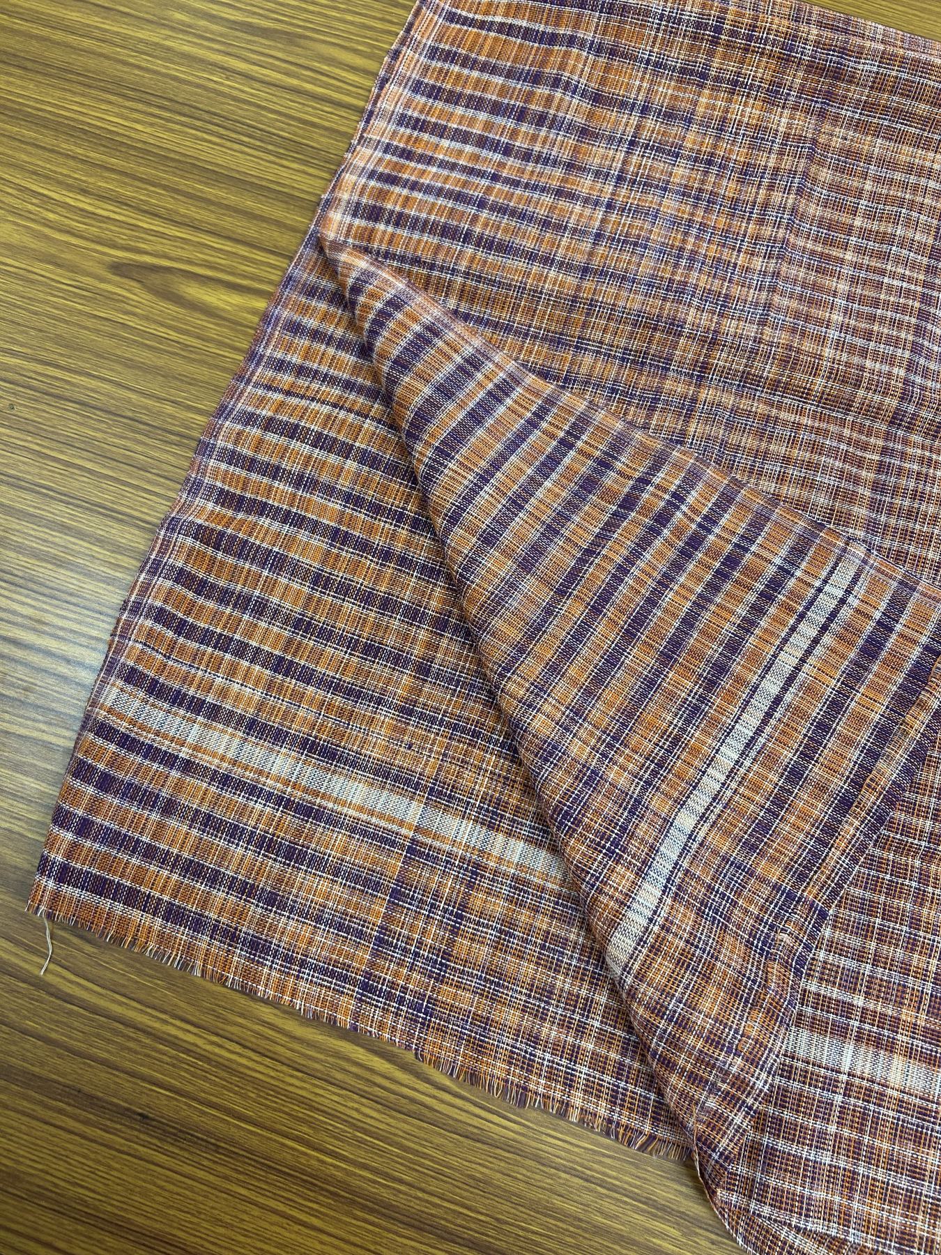 Kaitharikada - Handloom Pure Cotton Kerala Towel - Thorthu - Orange Violet Body & White Kara - 1 KK5199 ELA