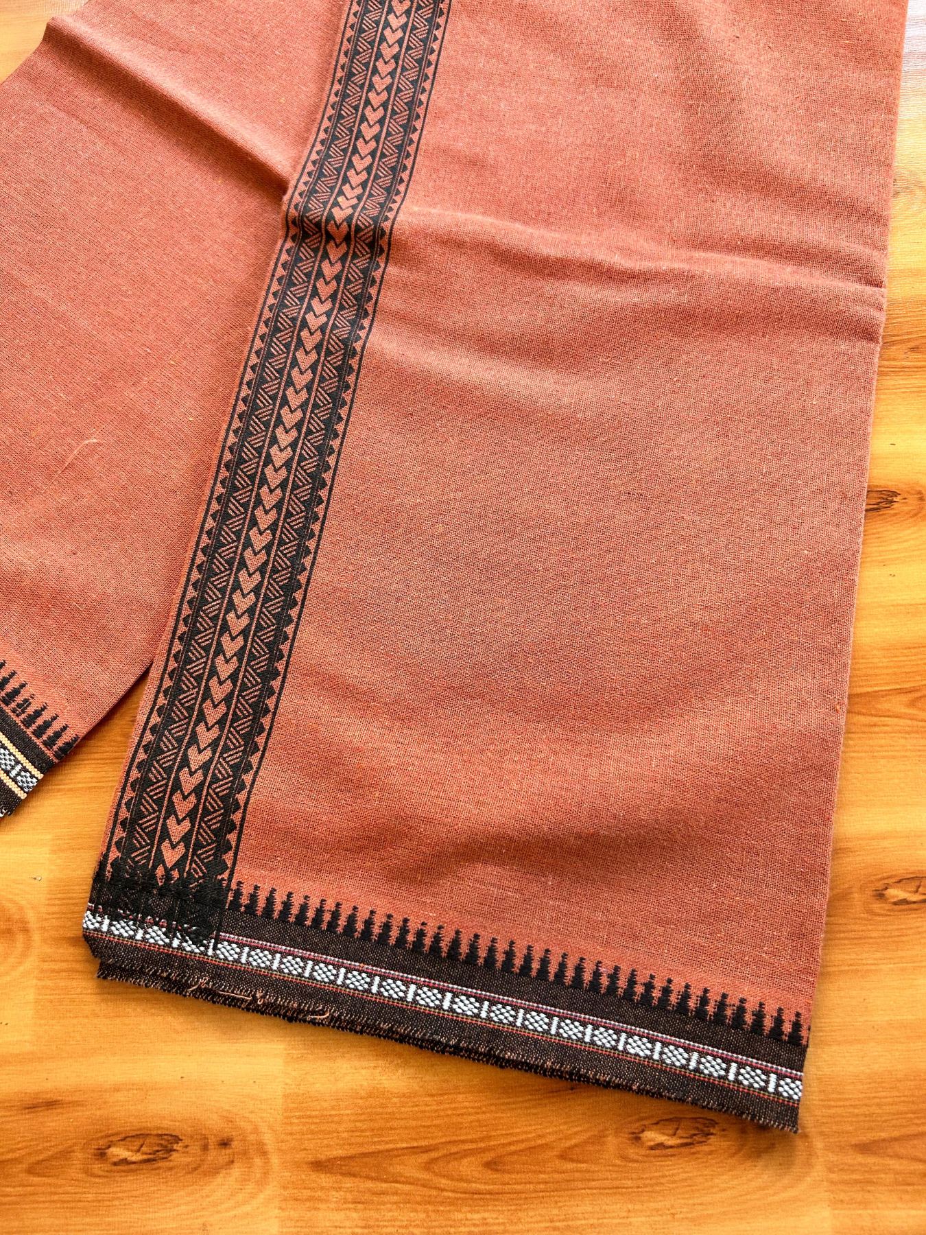 Single Kaily / Lungi - Kaitharikada - Mixed Cotton - 40s twisted - 1.75 inch Black Printed Design Printed Kuppadam Kara With Kavi Colour Body (2 meter / 4 muzham) - 41 KK8075 SAT