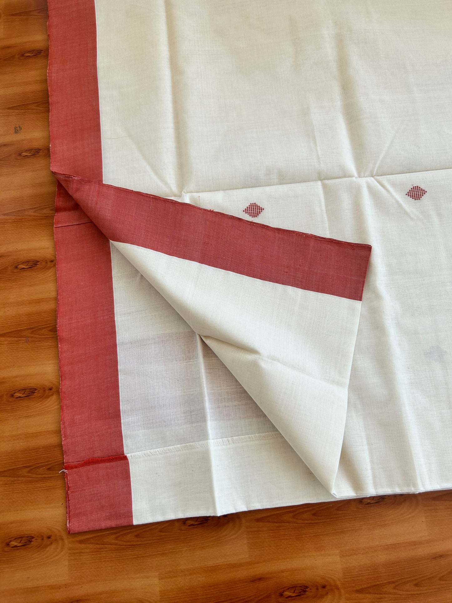 25% Discount KaithariKada Handloom Unakkupaav Balaramapuram Kerala Saree for Women - 100% Pure Cotton - 3.5 inch Brick Orange Stripes Kara - 2 KK7001 ABH