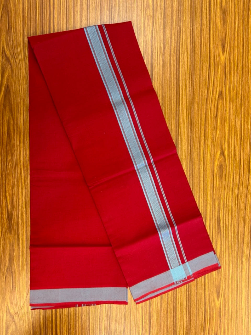19% Discount!!! Kaitharikada - Single Kaily / Lungi - 1.25 inch Light Blue Pattern striped kara with Dark Maroon colour body (2 meter / 4 muzham) - 53 KK8035 GAN