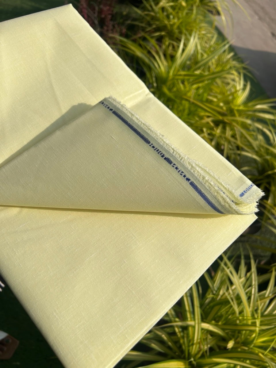 NEW! Kaitharikada - LINEN TOUCH (cotton) Shirt Material - Light Yellow 200x150(cm) (₹ 300 per meter) - 4KK7005MKS