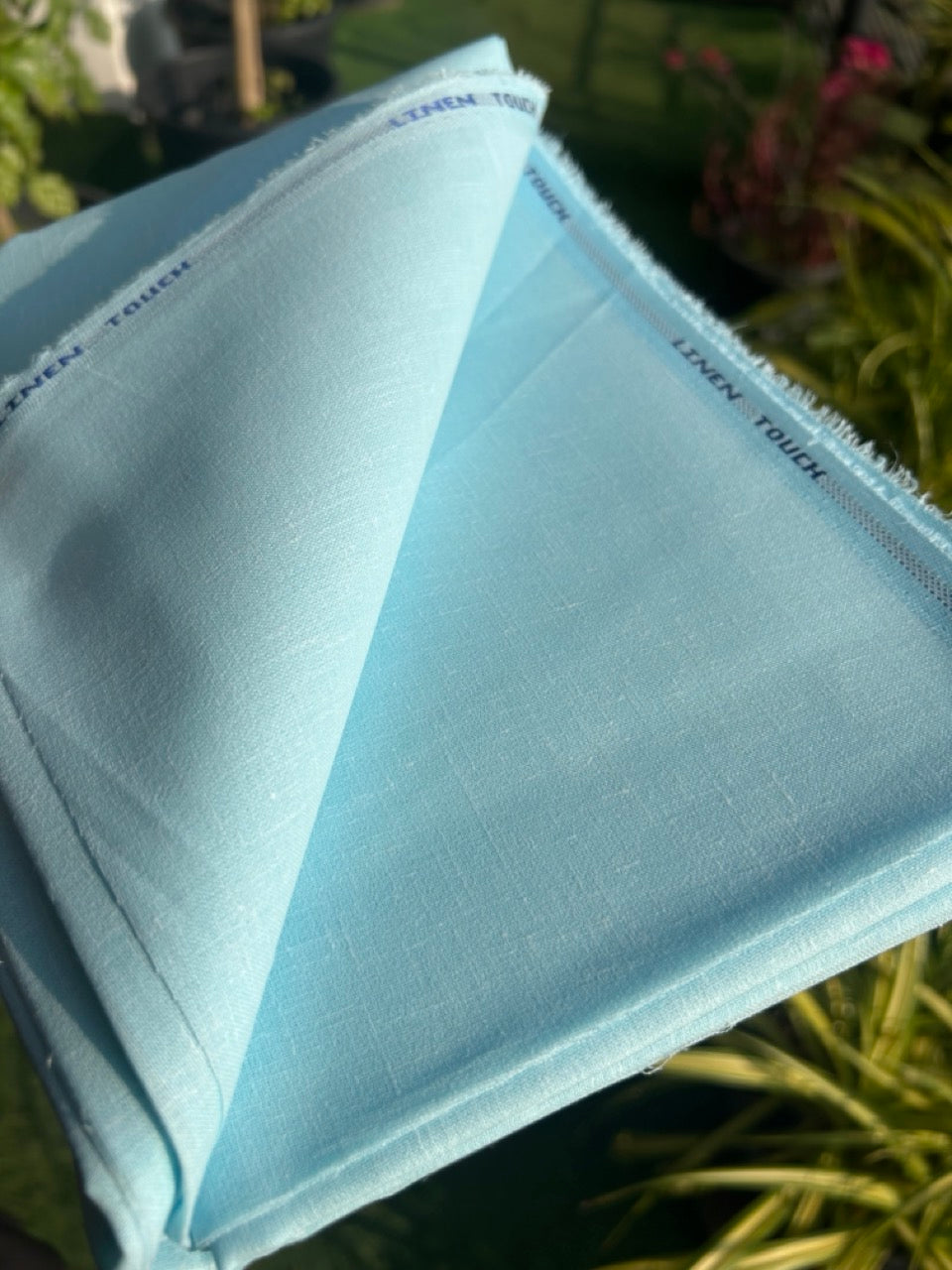 NEW! Kaitharikada - LINEN TOUCH (cotton) Shirt Material - Light Cyan 200x150(cm) (₹ 300 per meter) - 3KK7005MKS