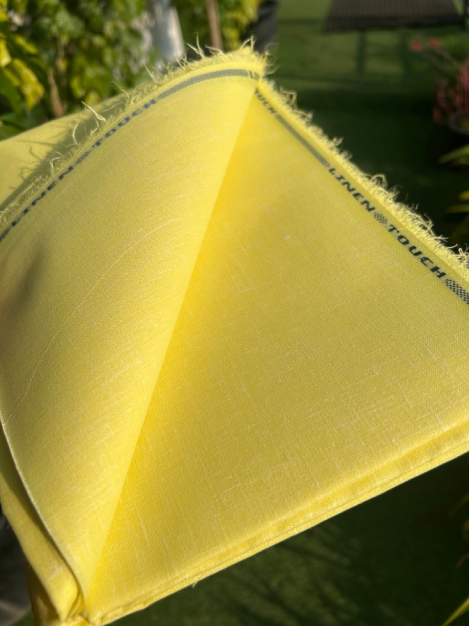 NEW! Kaitharikada - LINEN TOUCH (cotton) Shirt Material - Yellow 200x150(cm) (₹ 300 per meter) - 6KK7005MKS