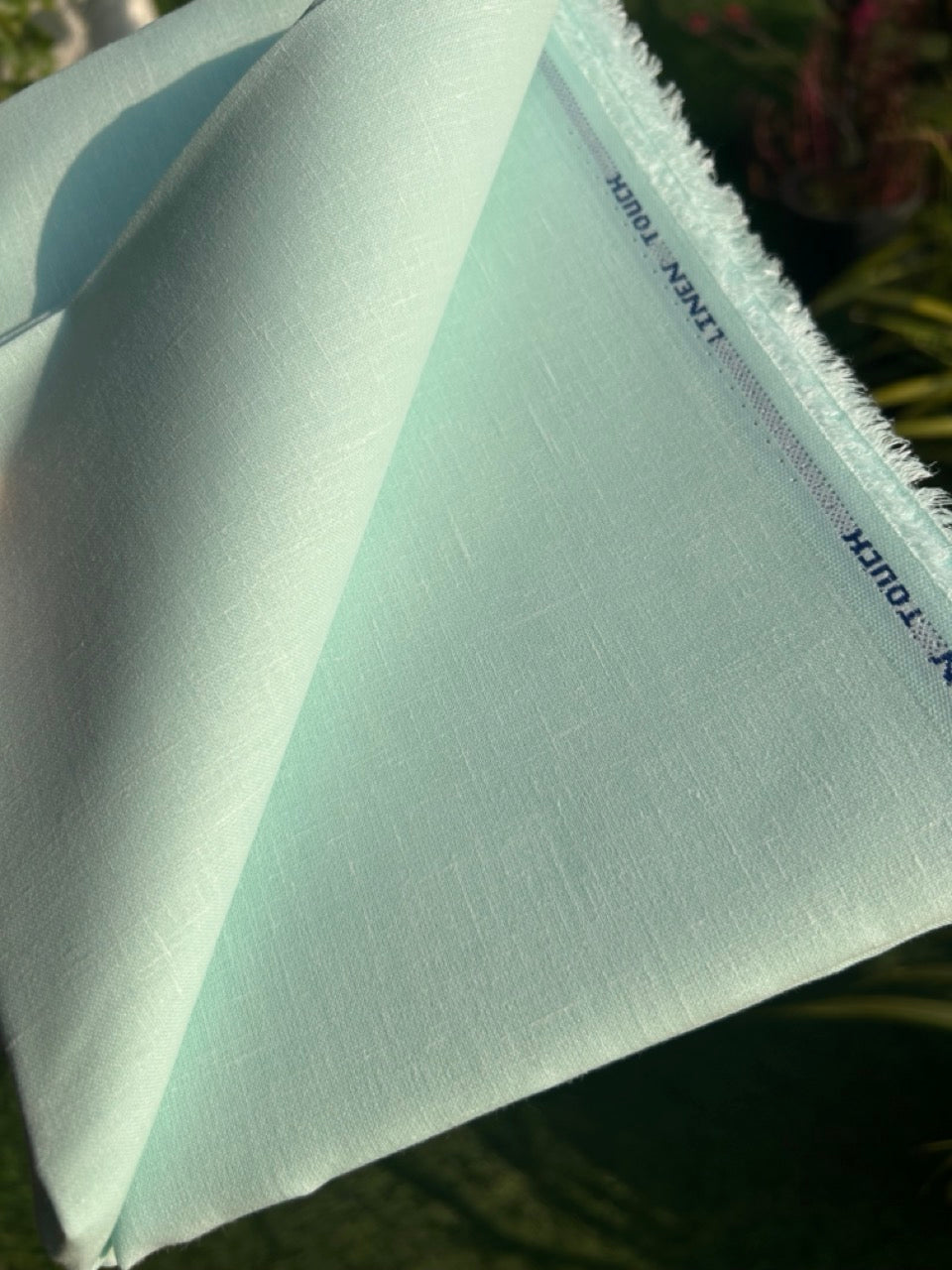 NEW! Kaitharikada - LINEN TOUCH (cotton) Shirt Material - Light Turquoise 200x150(cm) (₹ 300 per meter) - 10KK7005MKS