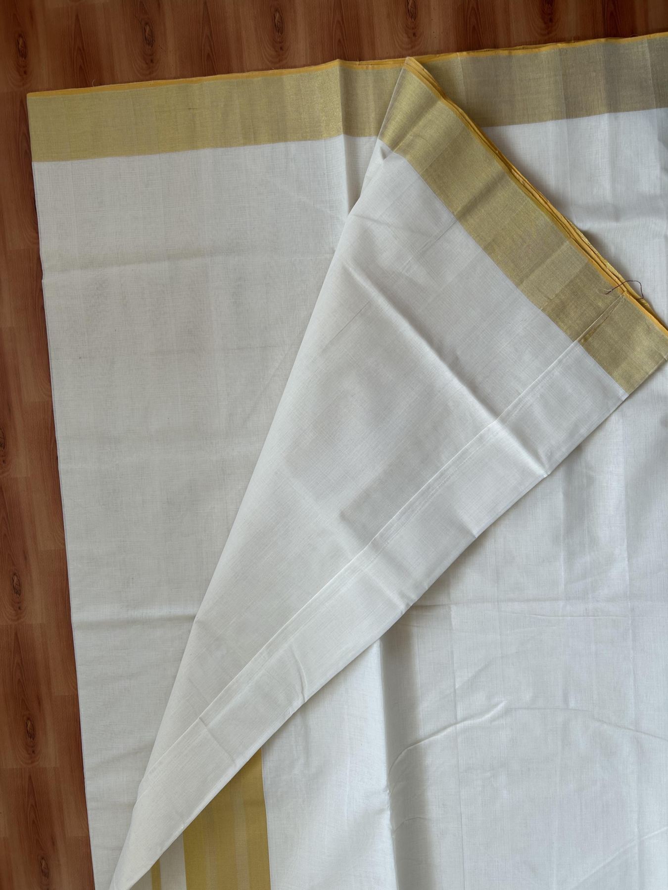 Kerala Saree for Women - 25% Discount KaithariKada Handloom Millpaav Balaramapuram - 100% Pure Cotton - 4 inch Gold Kasav Kara - 8 KK7158 RAV