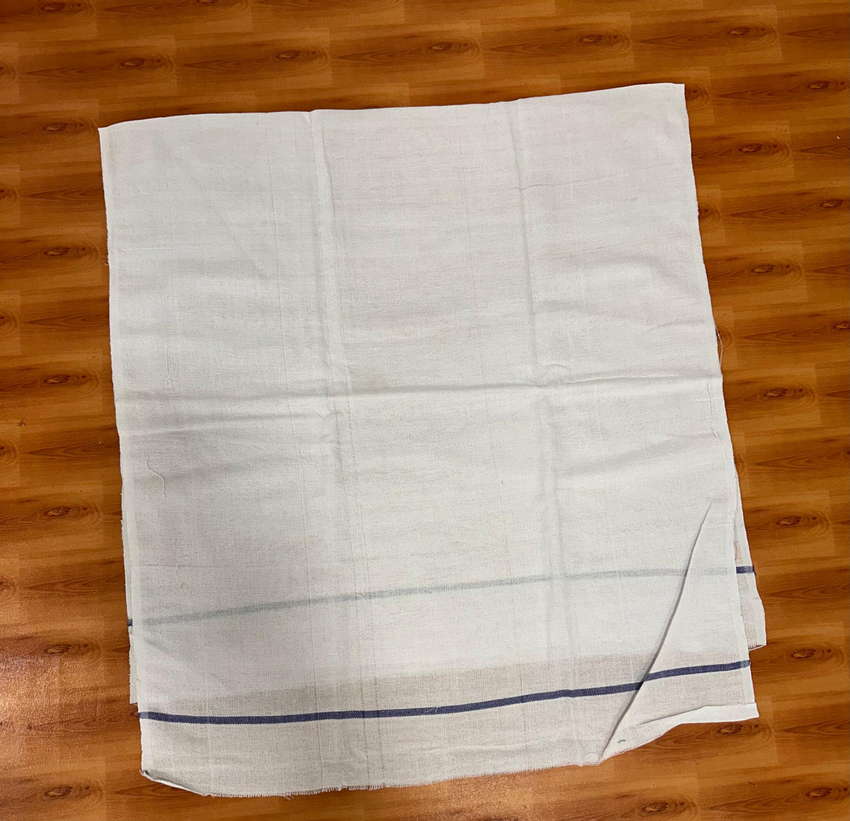 Kaitharikada - Handloom Pure Cotton Kerala Towel - Thorthu - (20x20s) - White Body & Lavender Blue Kara - 2 KK10001 KAL