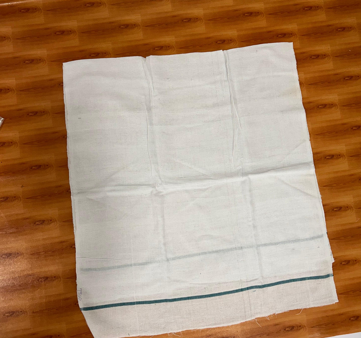 Kaitharikada - Handloom Pure Cotton Kerala Towel - Thorthu - (20x20s) - White Body & Green Kara - 3 KK10001 KAL