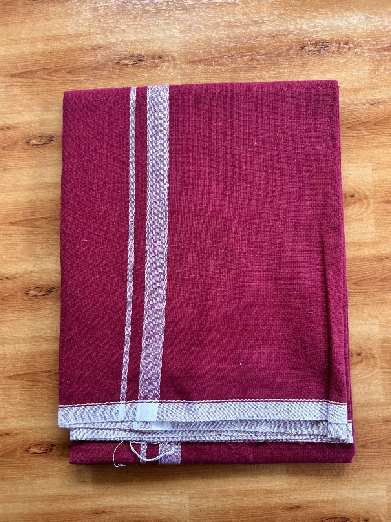 Single Kaily / Lungi- Kaitharikada - Pure Cotton - (2/40s) - 0.75 Inch White Shaded Kara With Maroon colour body (2 meter / 4 muzham) - 7 KK8066 MUT