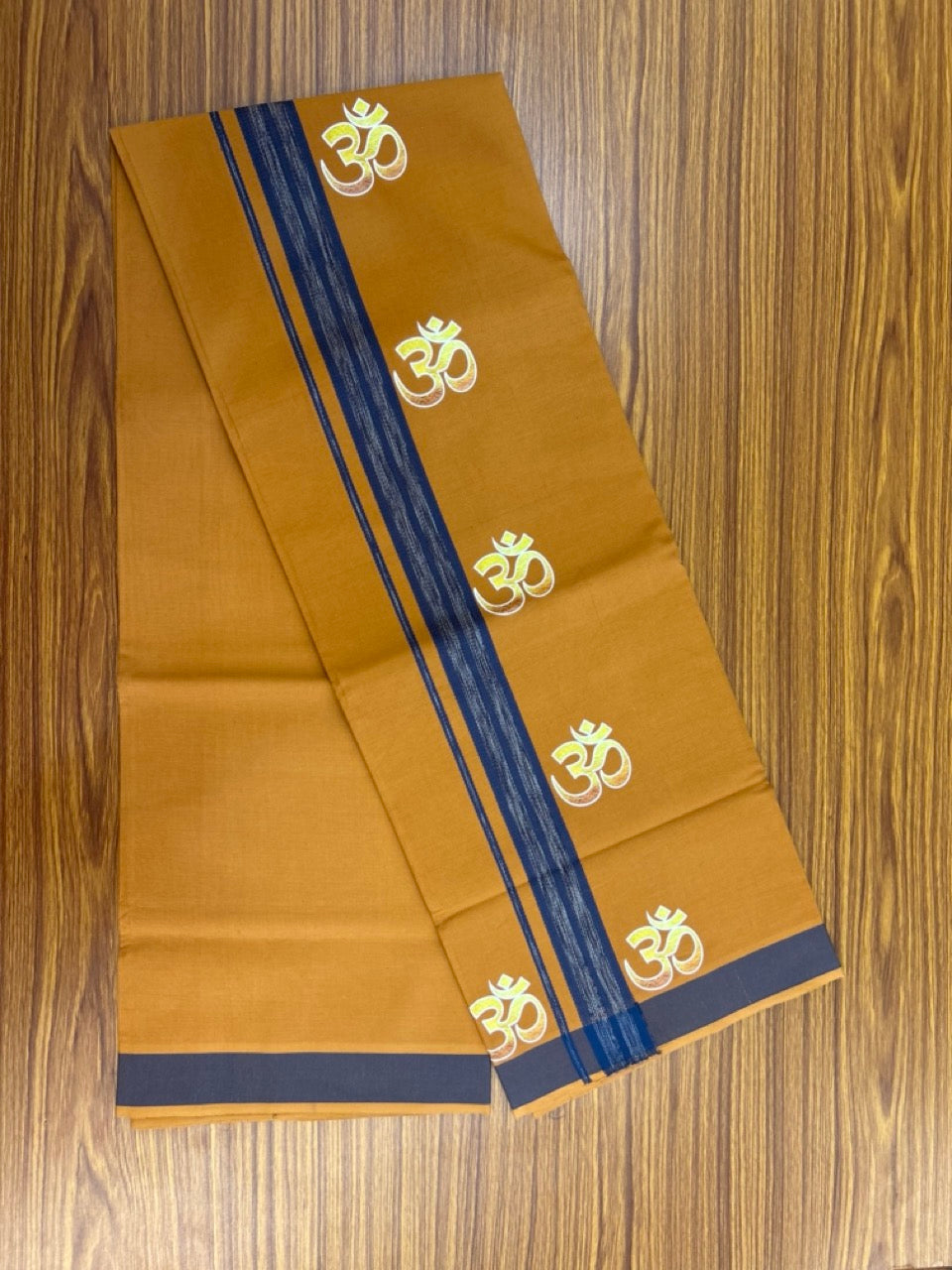 34% Discount ! Kaitharikada Pure Cotton - Single Kaily / Lungi -(40s)- 1.25 inch Blue Striped Ohm Printed Design kara with Kavi colour body (2 meter / 4 muzham) - 59 KK8028 GAN